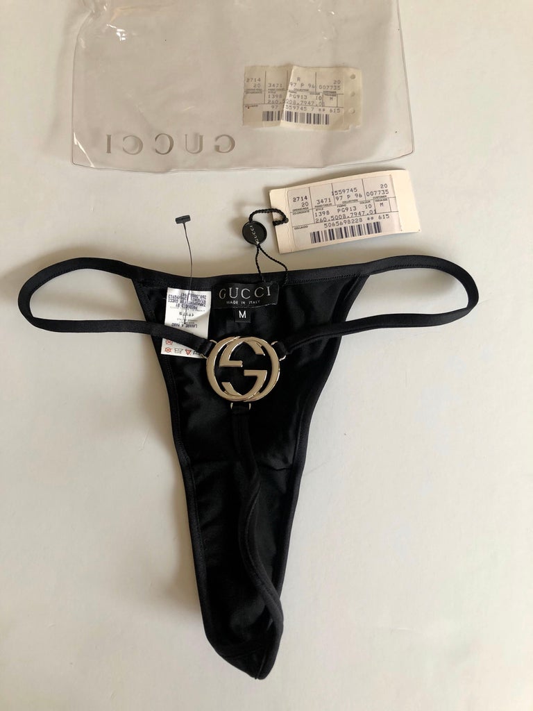 Tom Ford for Gucci S/S 1997 Runway Vintage Logo G String Thong Panty Underwear In New Condition In Fort Myers, FL