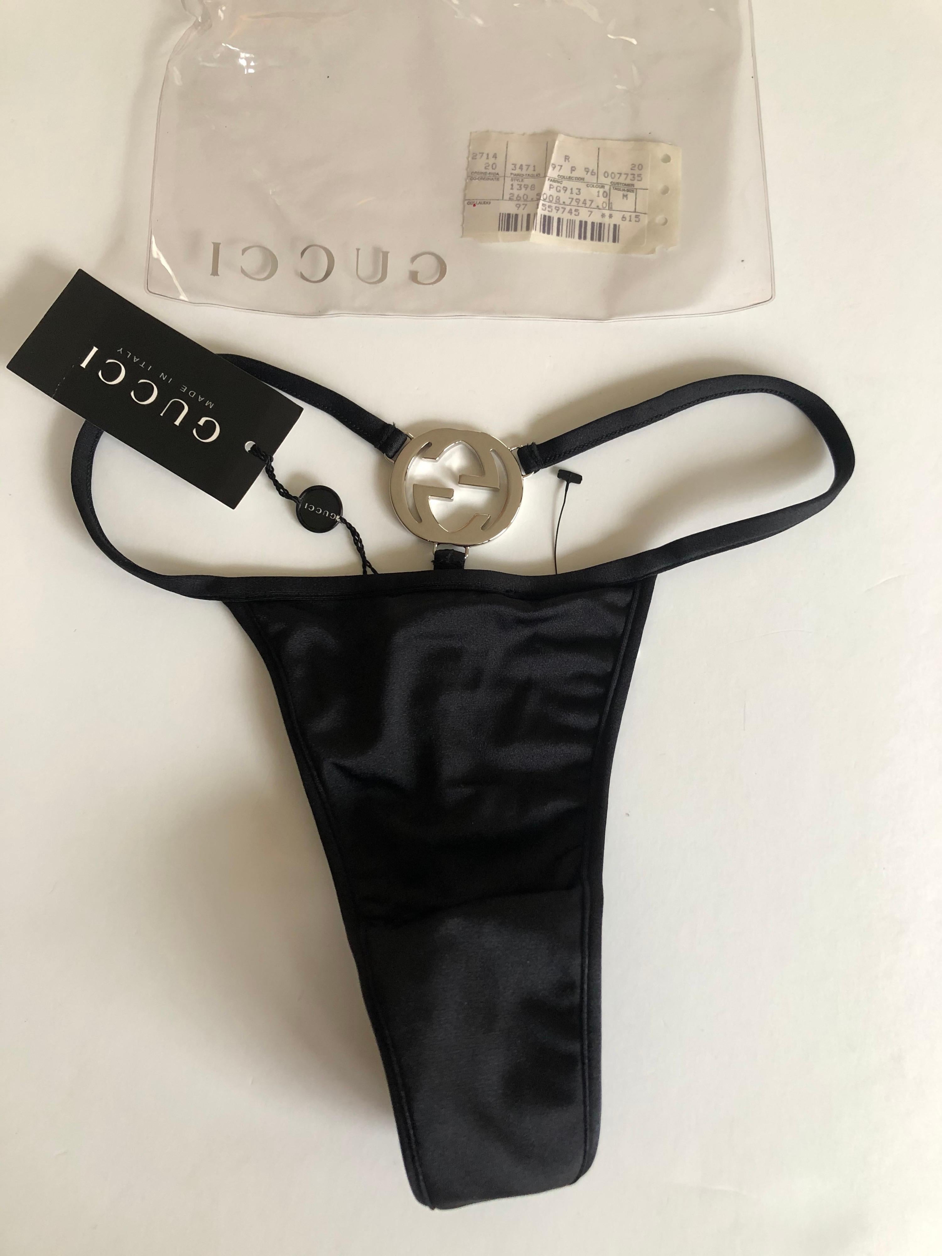 Tom Ford for Gucci S/S 1997 Runway Vintage Logo G String Thong Panty Underwear In New Condition In Naples, FL