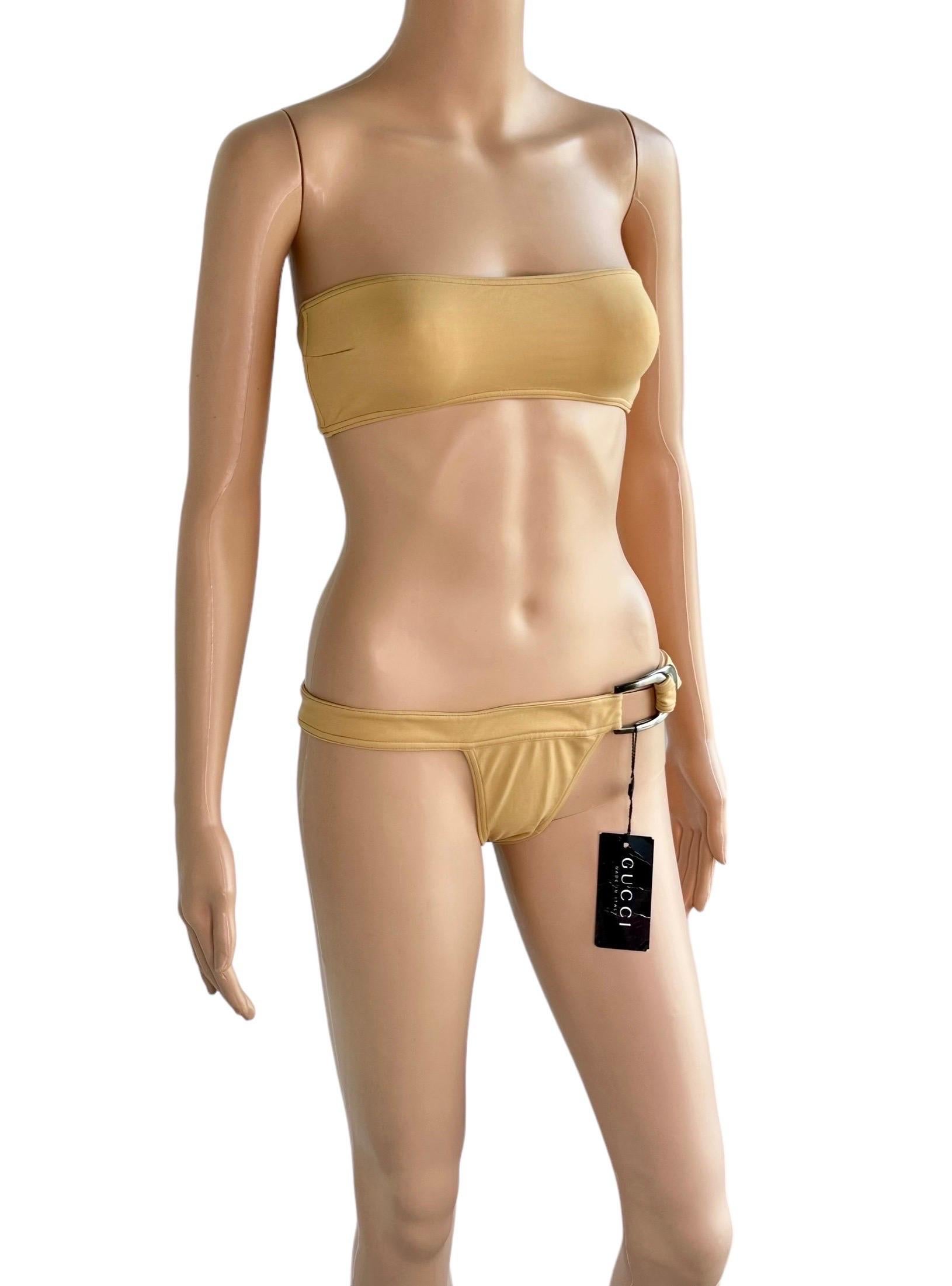 Beige Tom Ford for Gucci S/S 1997 Unworn Bra & Bikini Two-Piece Set Swimwear Swimsuit