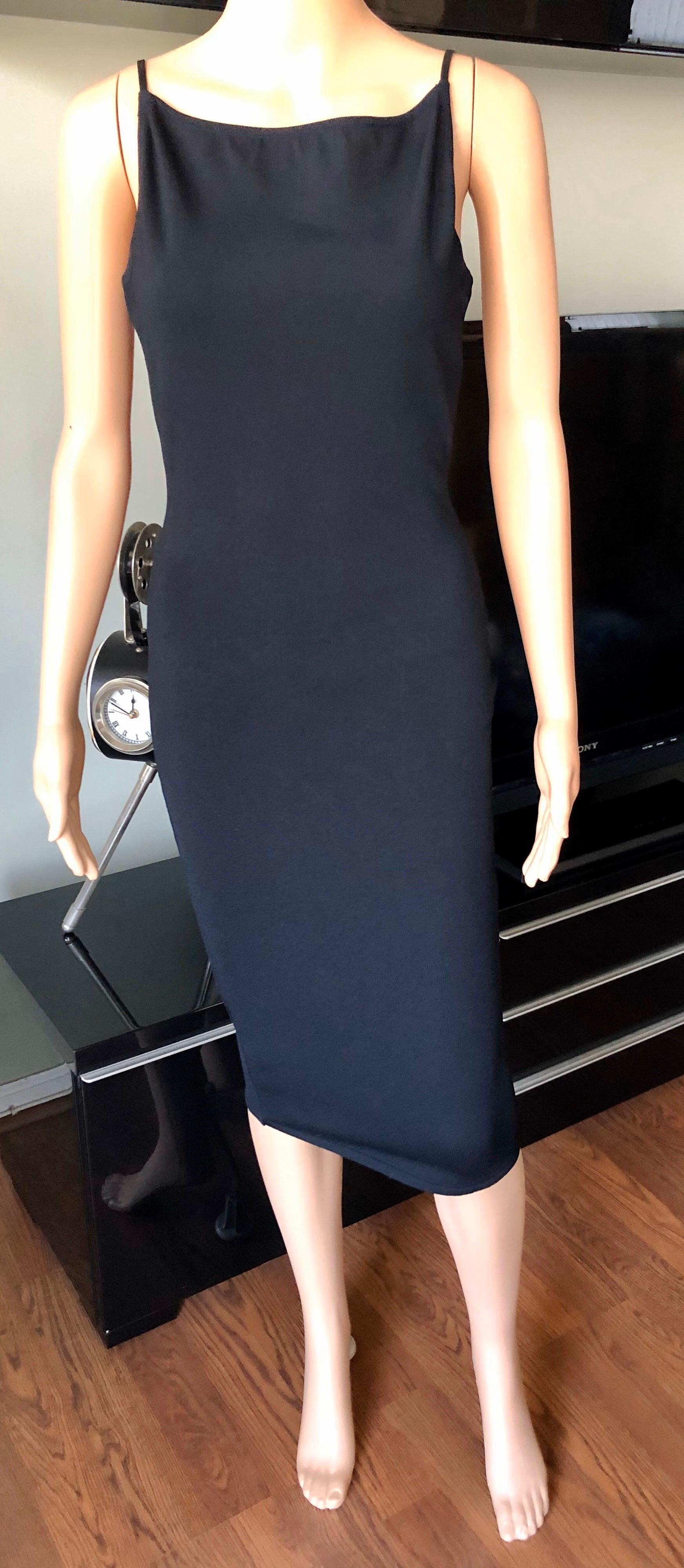 Tom Ford for Gucci S/S 1998 Bodycon Backless Buckle Straps Knit Black Midi Dress In Excellent Condition For Sale In Naples, FL
