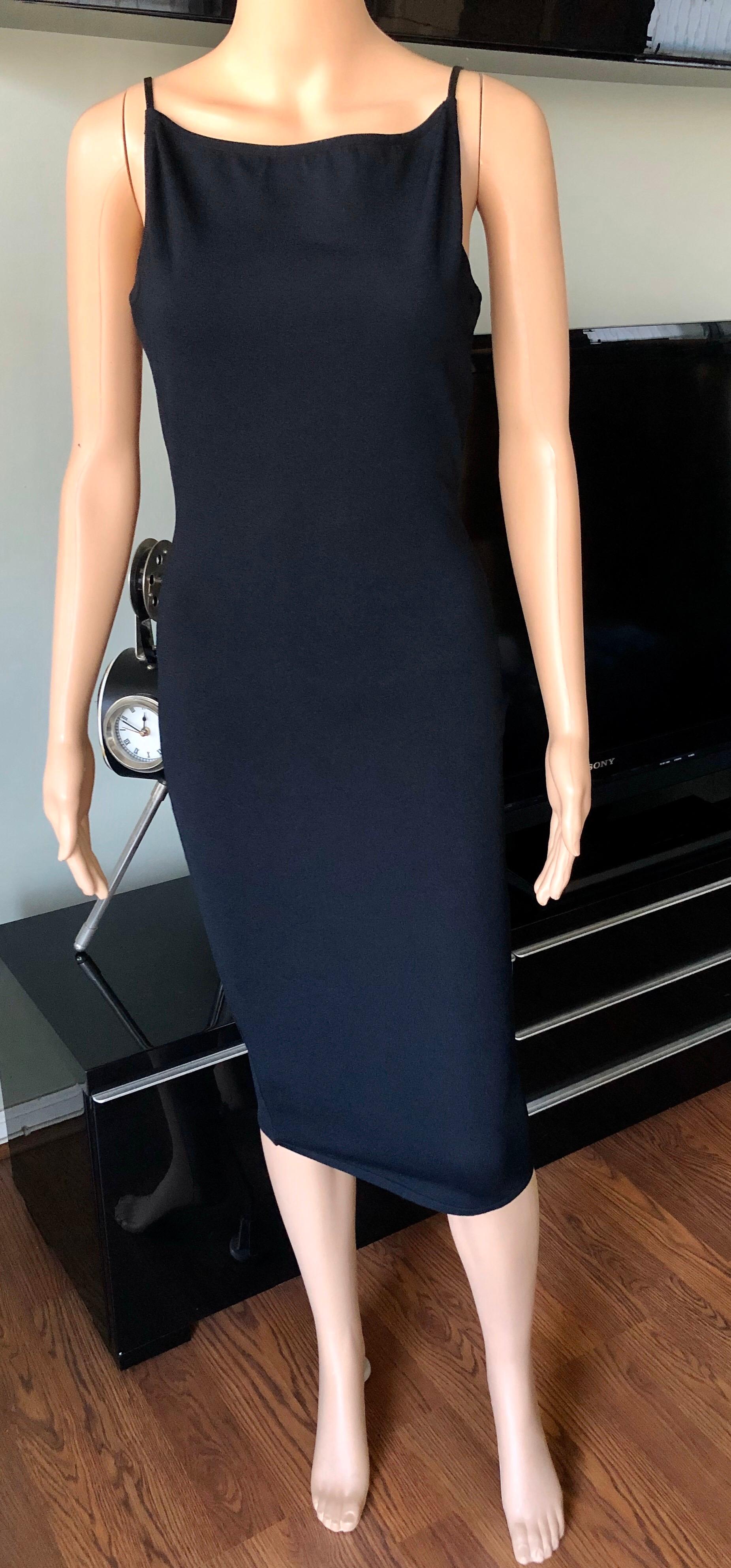 Women's Tom Ford for Gucci S/S 1998 Bodycon Backless Buckle Straps Knit Black Midi Dress For Sale