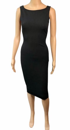 Tom Ford for Gucci S/S 1998 Bodycon Cutout Back Buckled Knit Black Midi Dress