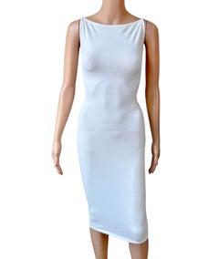 Tom Ford for Gucci S/S 1998 Bodycon Cutout Back White Knit Midi Dress