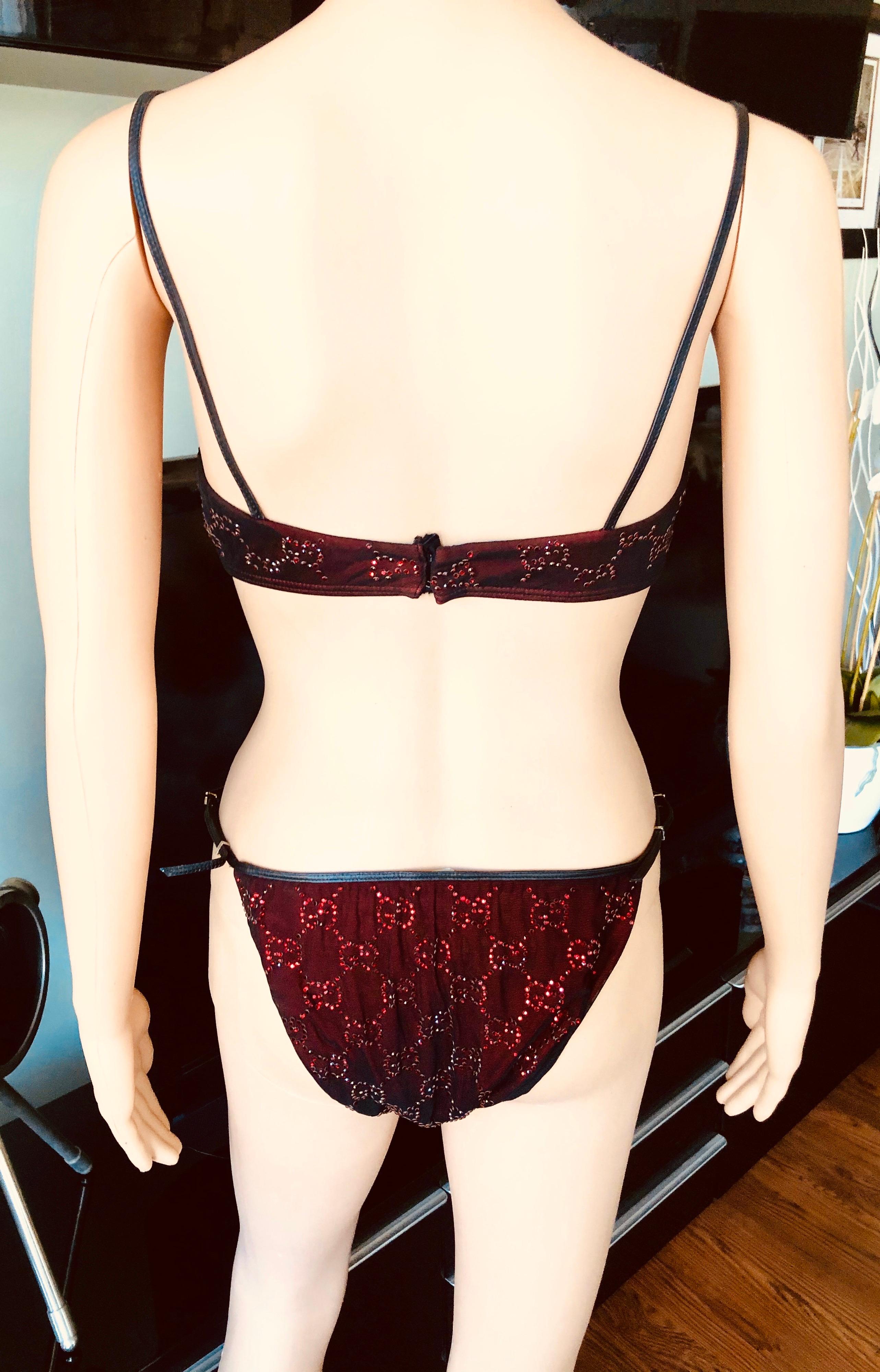 Women's or Men's Tom Ford for Gucci S/S 1998 Crystal GG Logo Monogram Two-Piece Bikini Swimwear