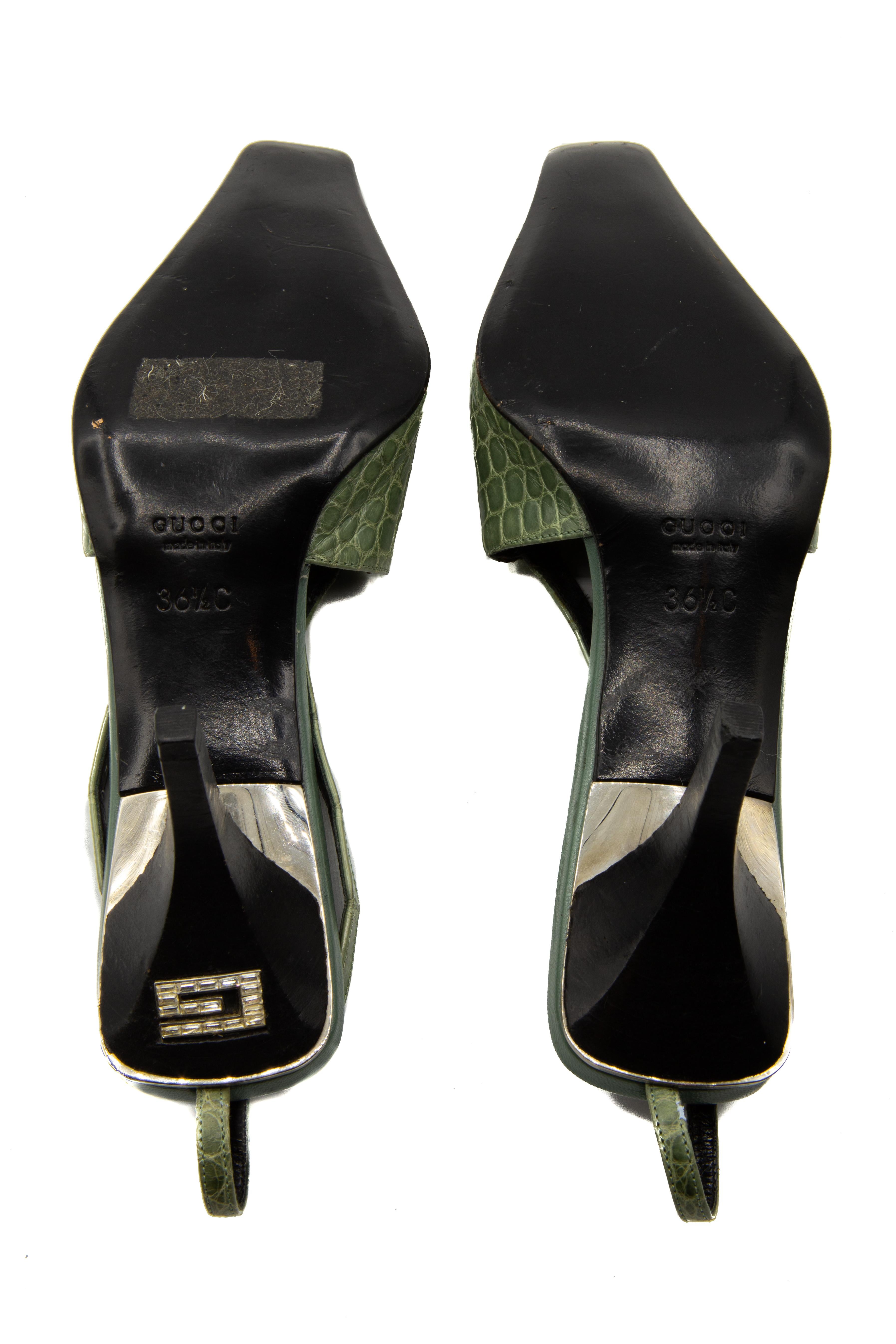 Tom Ford for Gucci S/S 1998 Green Crocodile Mules 4