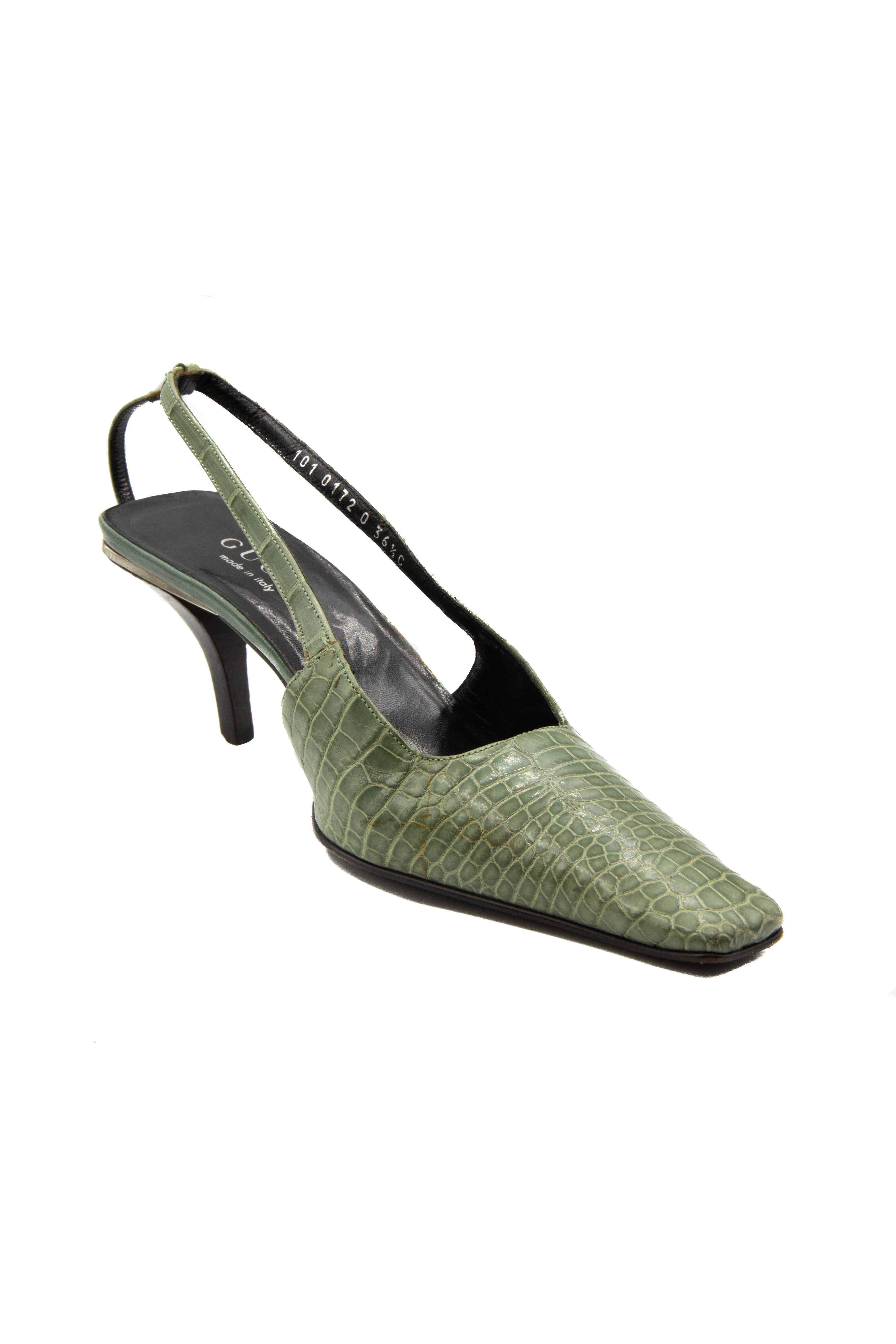 Gray Tom Ford for Gucci S/S 1998 Green Crocodile Mules