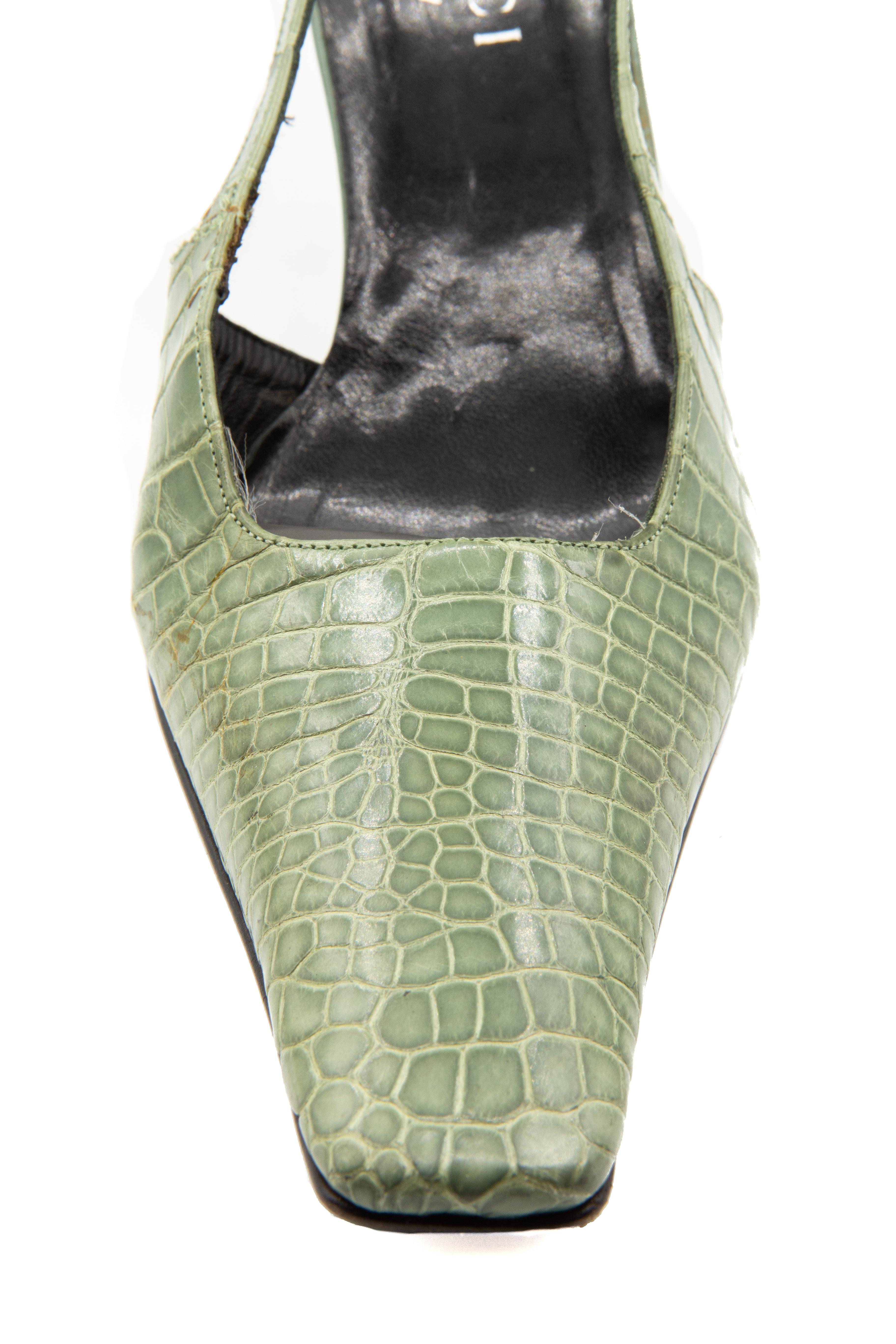 Women's Tom Ford for Gucci S/S 1998 Green Crocodile Mules