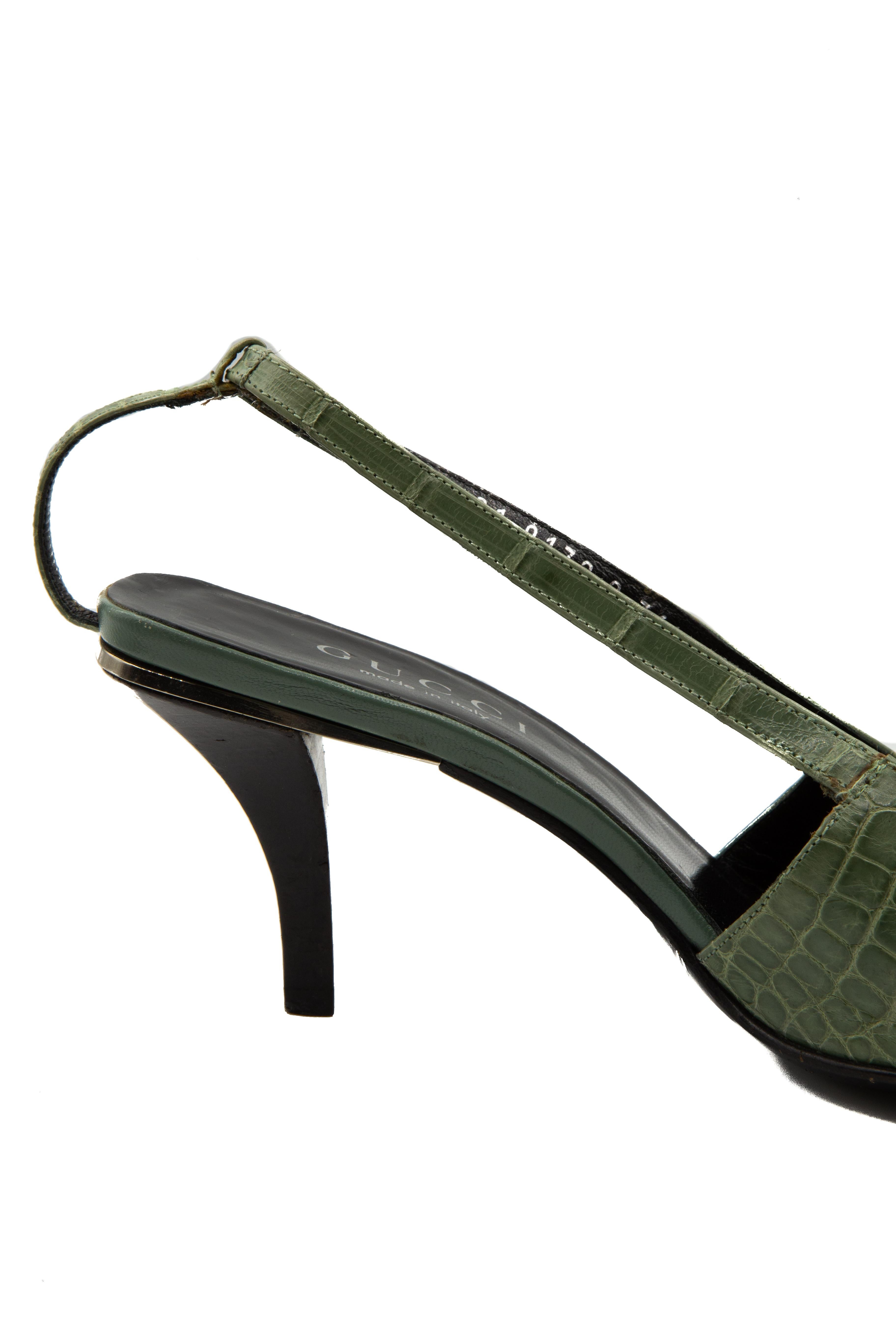 Tom Ford for Gucci S/S 1998 Green Crocodile Mules 2