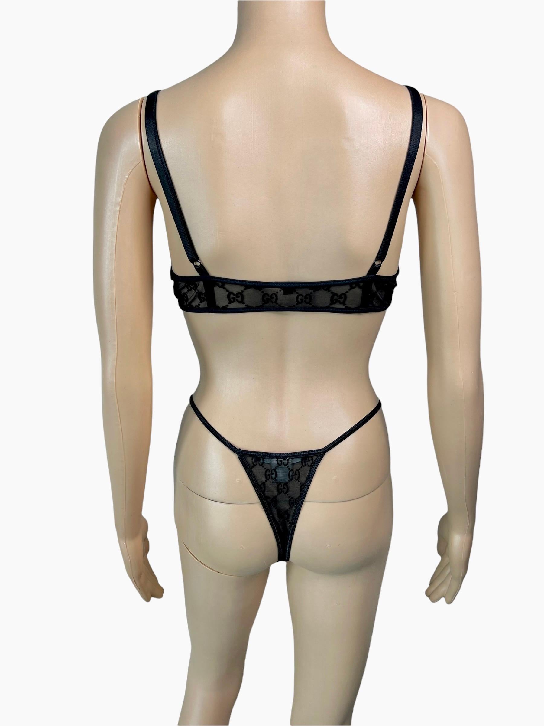 Tom Ford for Gucci S/S 1998 Logo Monogram Bra Bikini Dress Lingerie 3 Piece Set For Sale 3