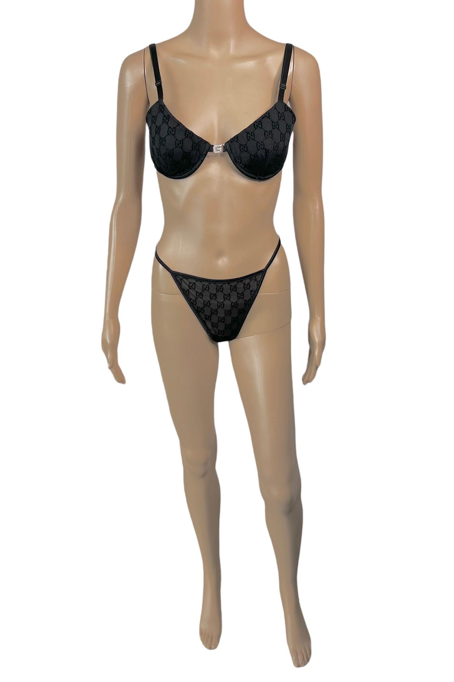 Tom Ford for Gucci S/S 1998 Logo Monogram Bra Bikini Dress Lingerie 3 Piece Set For Sale 5