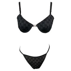 Tom Ford for Gucci P/E 1998 Logo Monogramma Reggiseno Abito Bikini Lingerie 3 Pezzi