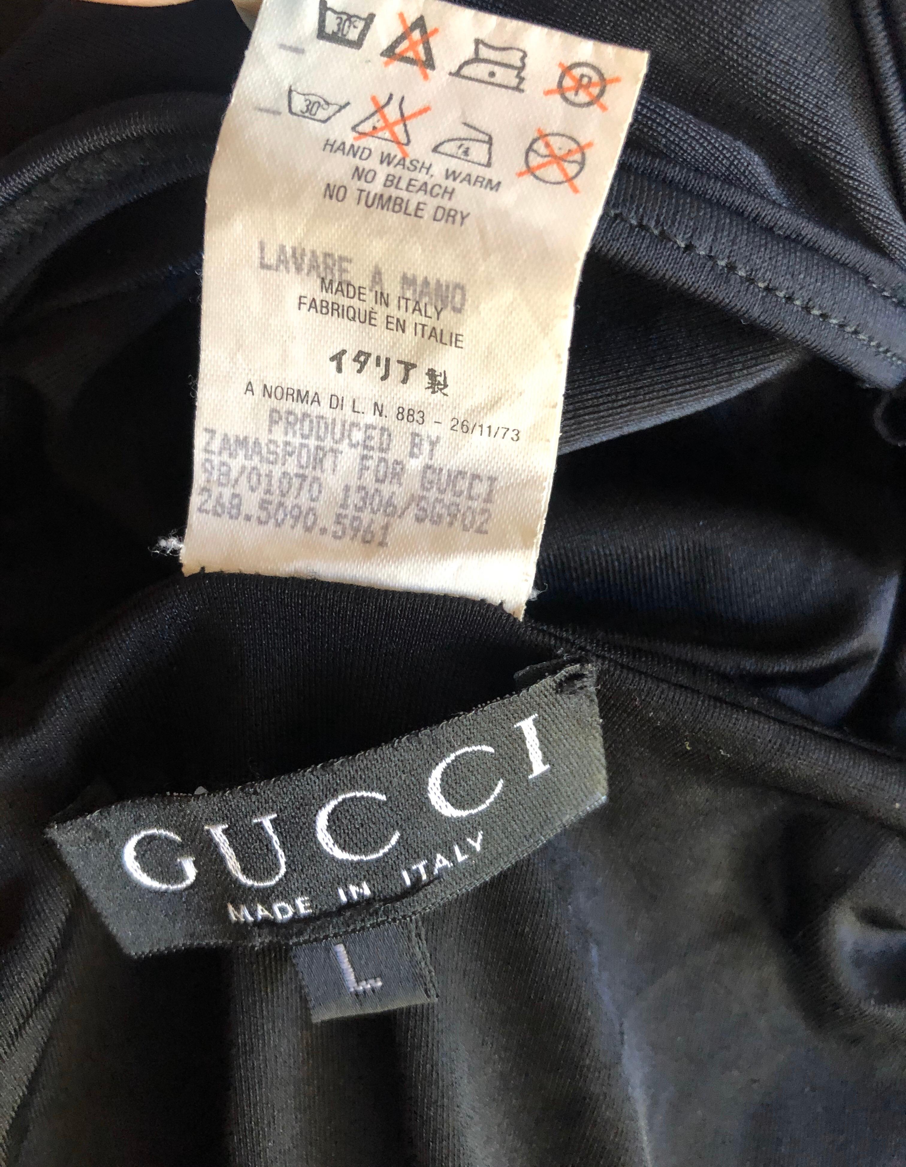 Tom Ford for Gucci S/S 1998 Runway G Logo One Shoulder Black Bodysuit Swimsuit  1