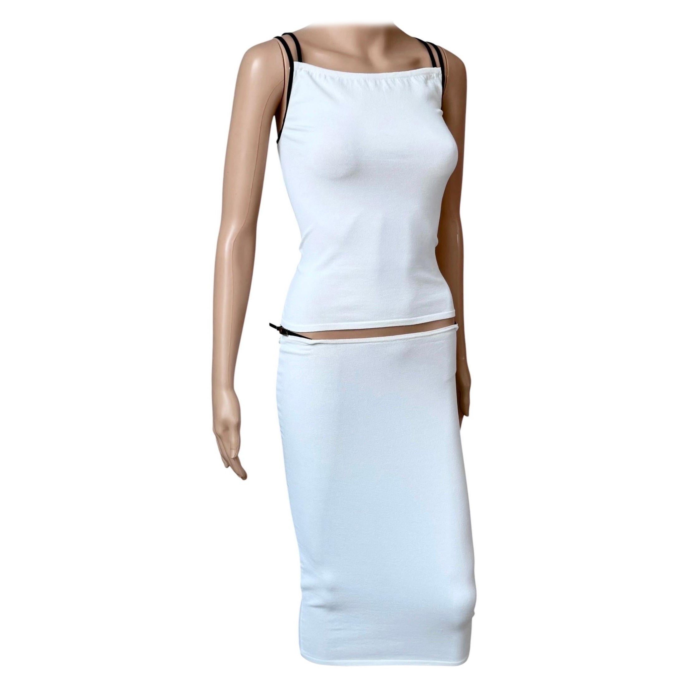Tom Ford for Gucci S/S 1998 Runway White Tank Top & Skirt 2 Piece Set Ensemble
