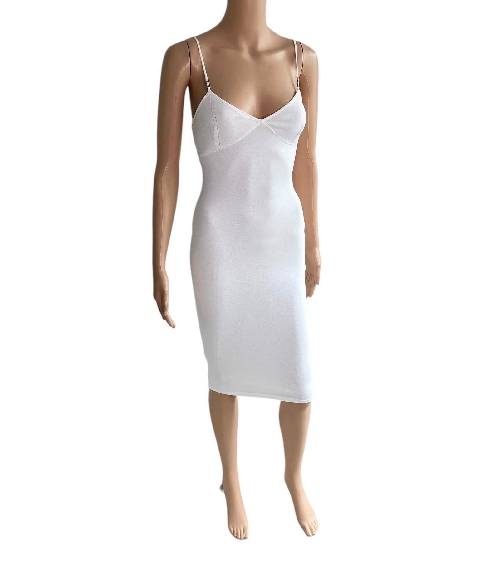 Tom Ford for Gucci S/S 1999 Knit Bodycon White Midi Dress 7