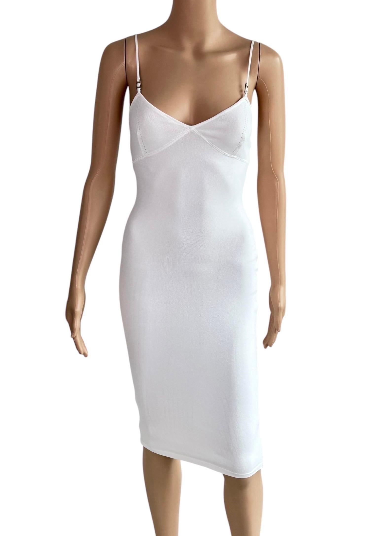 Tom Ford for Gucci S/S 1999 Knit Bodycon White Midi Dress In Excellent Condition In Naples, FL