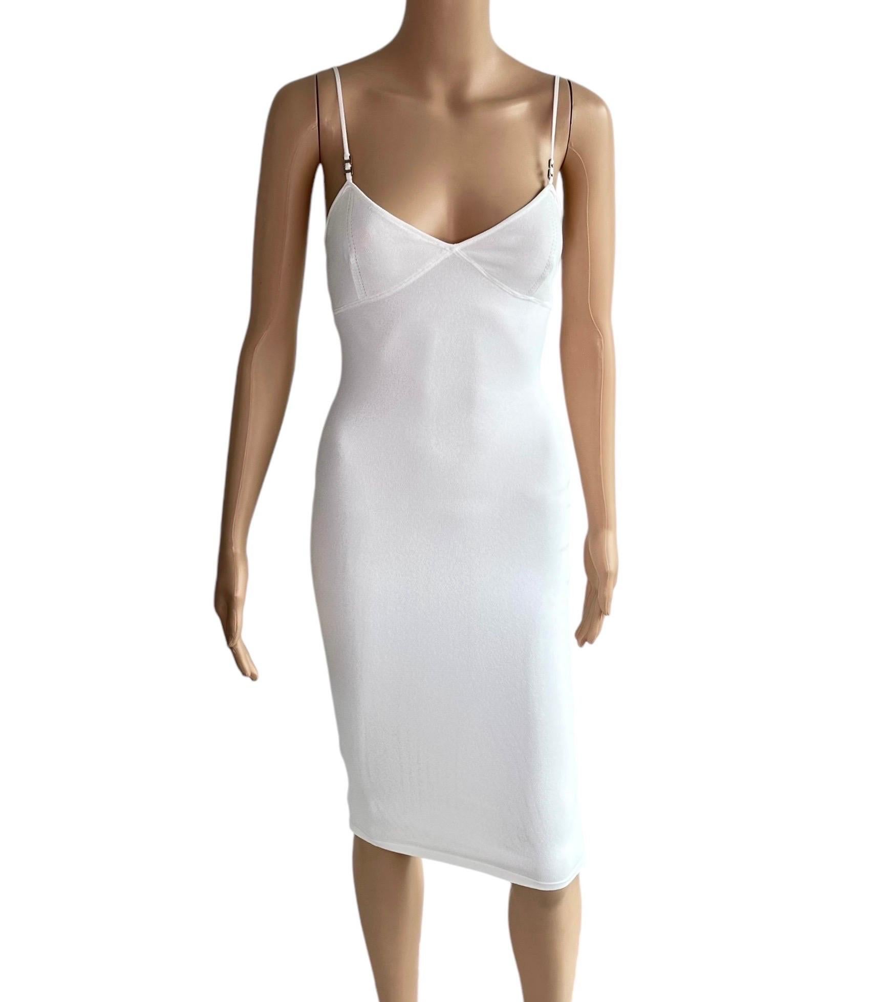 Tom Ford for Gucci S/S 1999 Knit Bodycon White Midi Dress 3