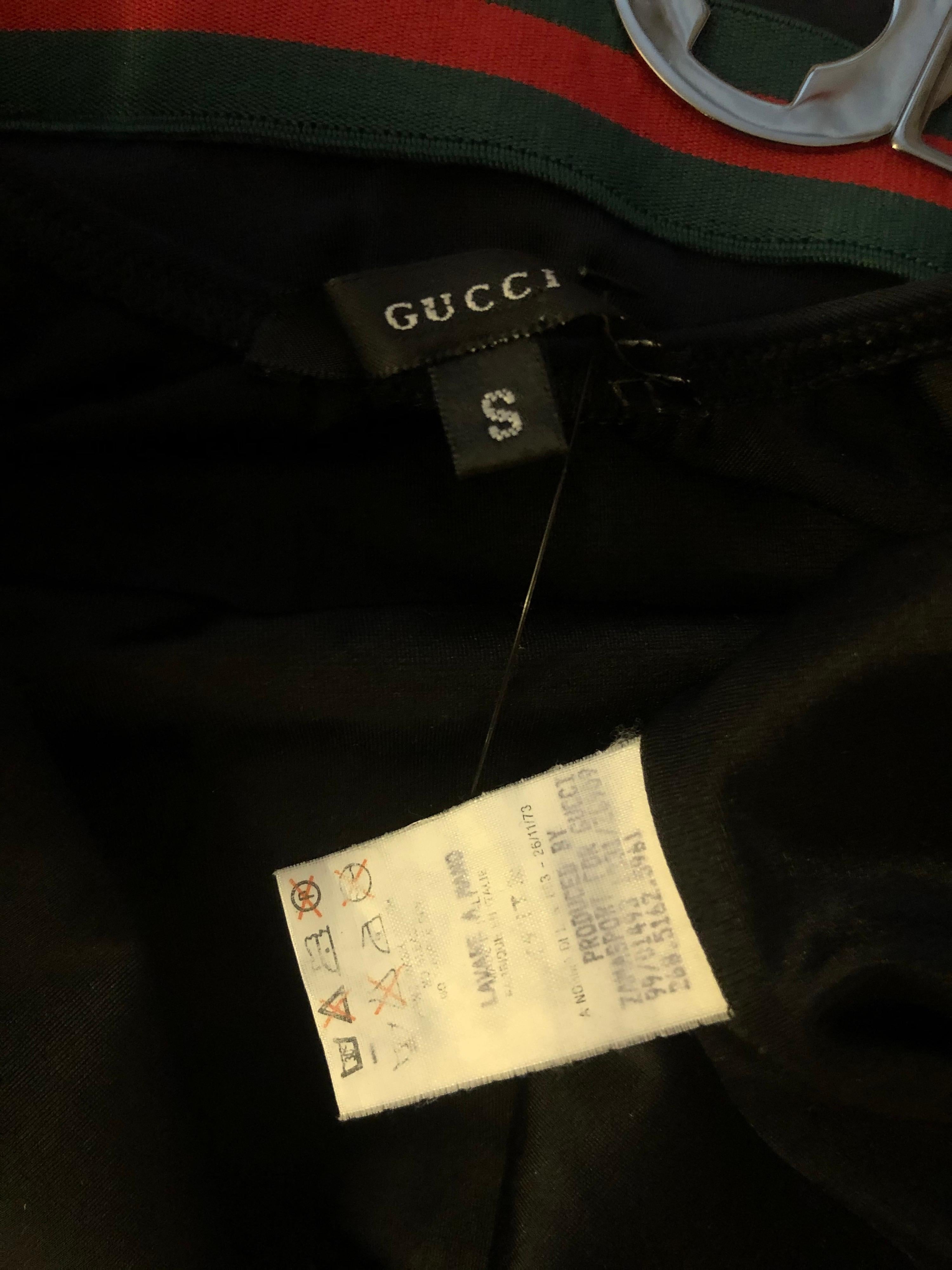 Tom Ford for Gucci S/S 1999 Vintage Logo Belted Backless Black Bodysuit Swimsuit For Sale 7