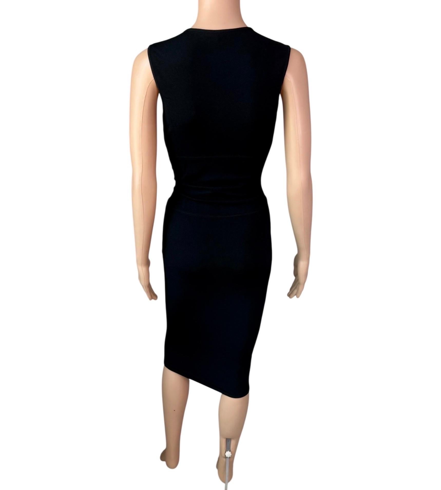 Tom Ford for Gucci S/S 2000 Bodycon Keyhole Neckline Knit Black Midi Dress For Sale 6