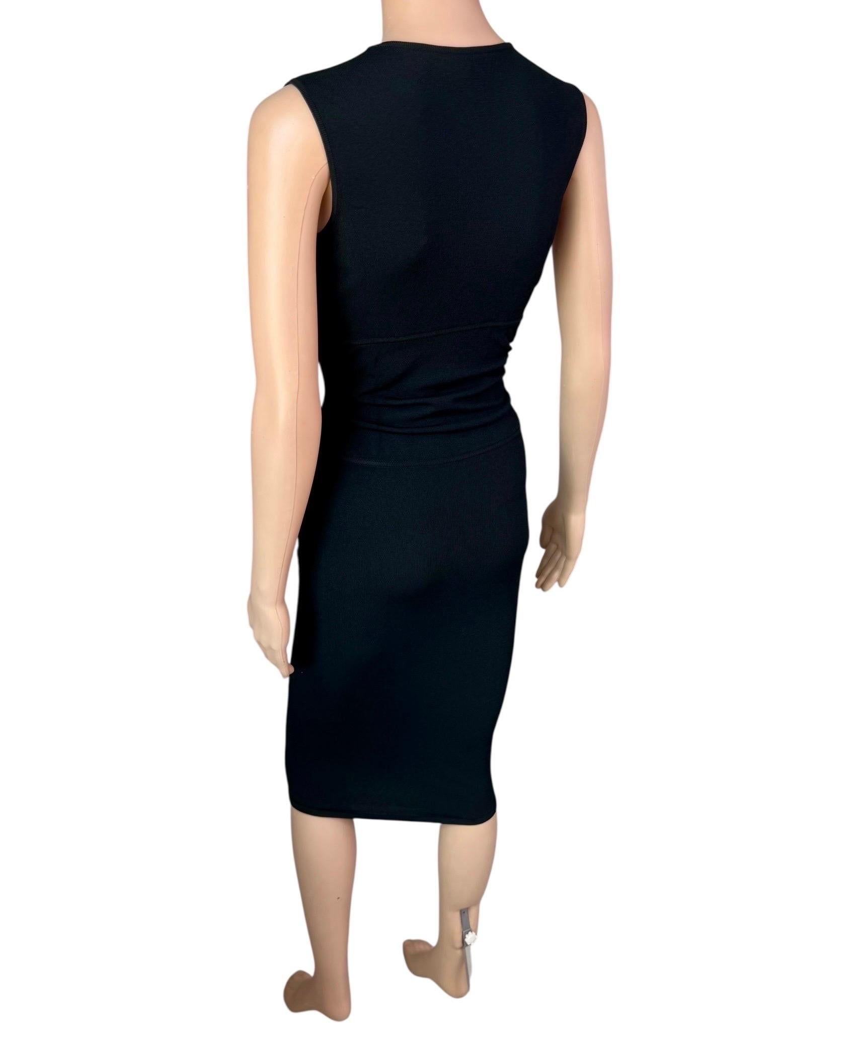 Tom Ford for Gucci S/S 2000 Bodycon Keyhole Neckline Knit Black Midi Dress For Sale 8