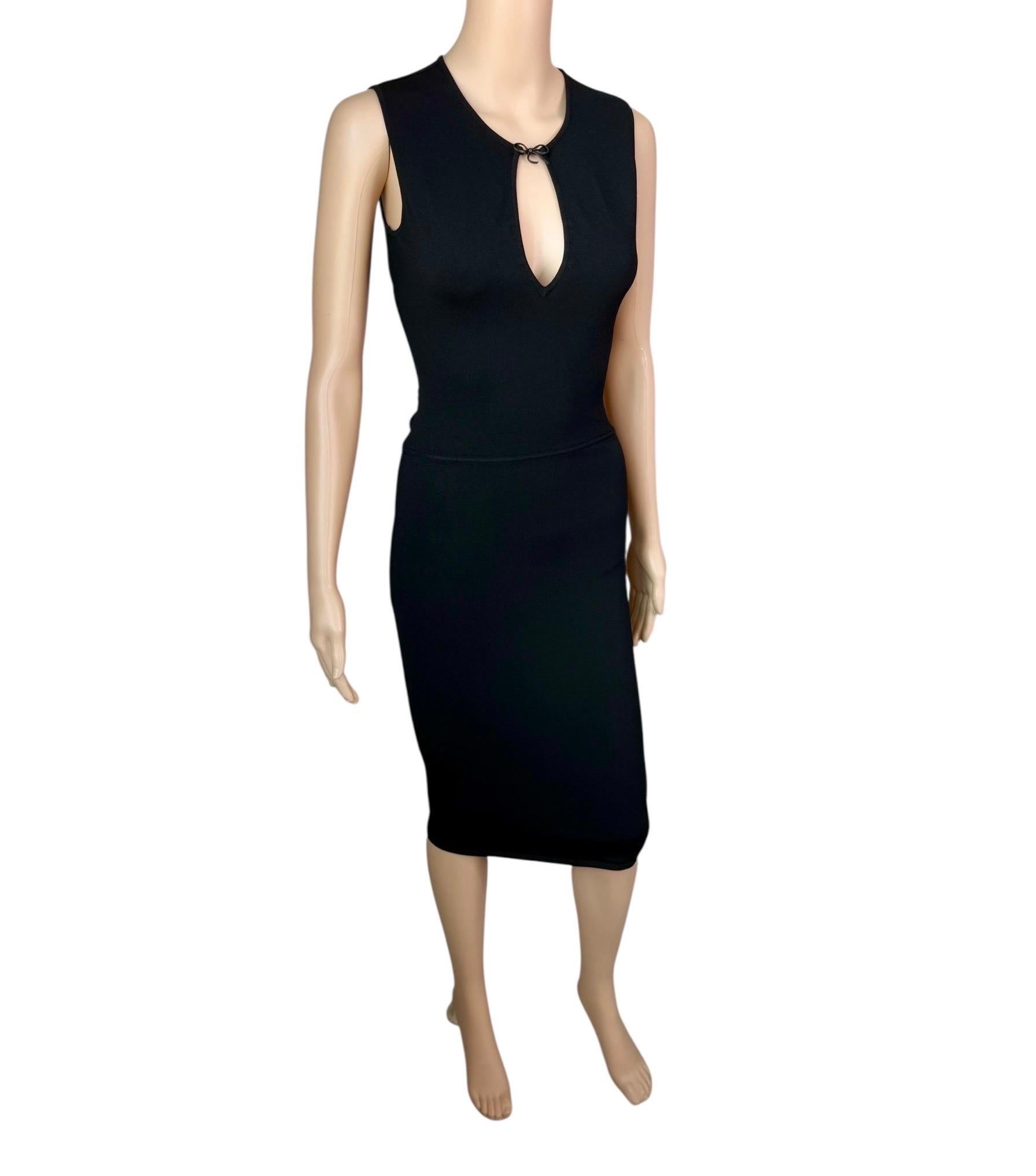 Tom Ford for Gucci S/S 2000 Bodycon Keyhole Neckline Knit Black Midi Dress For Sale 9