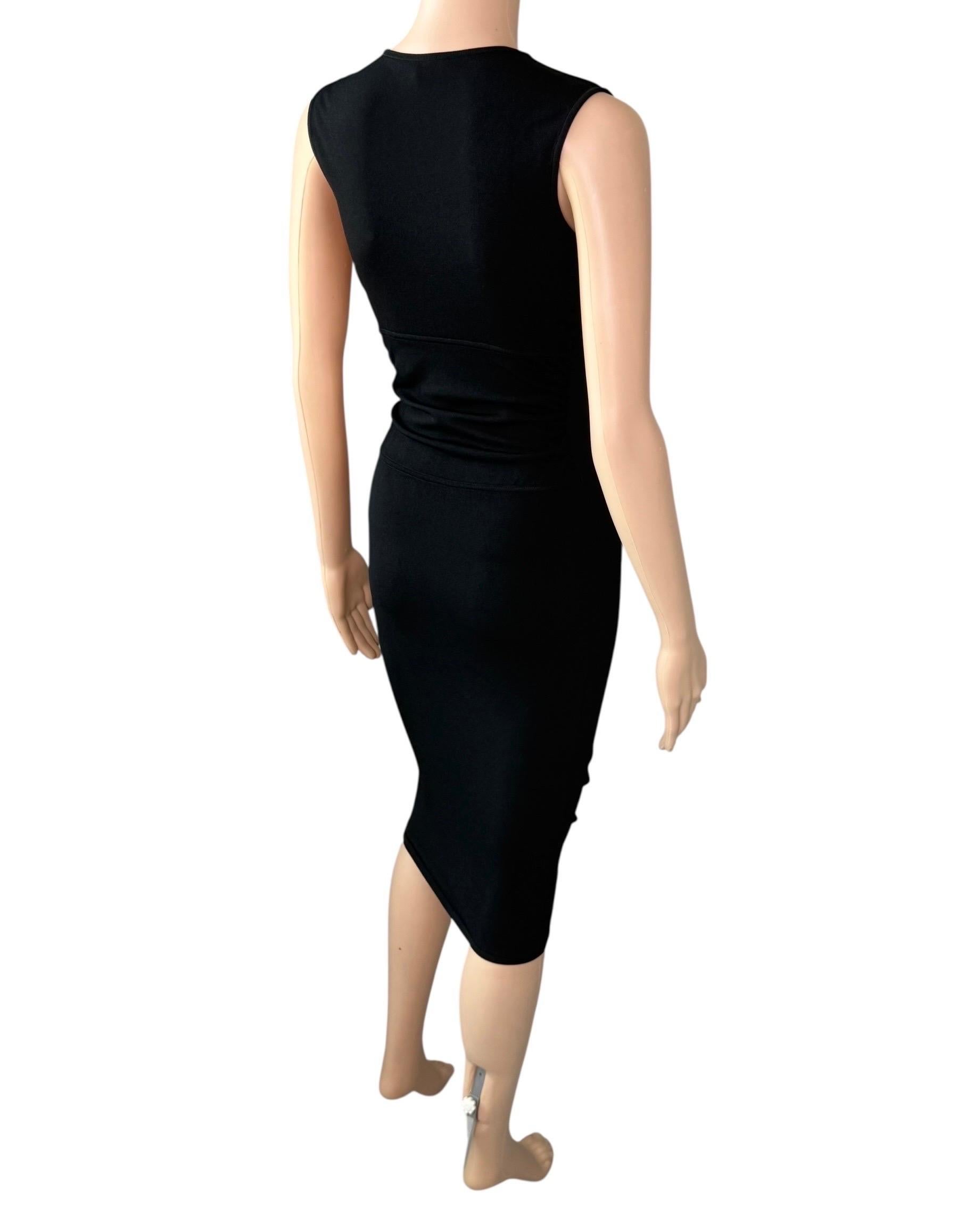 Tom Ford for Gucci S/S 2000 Bodycon Keyhole Neckline Knit Black Midi Dress For Sale 10