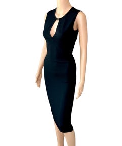 Tom Ford for Gucci S/S 2000 Bodycon Keyhole Neckline Knit Black Midi Dress