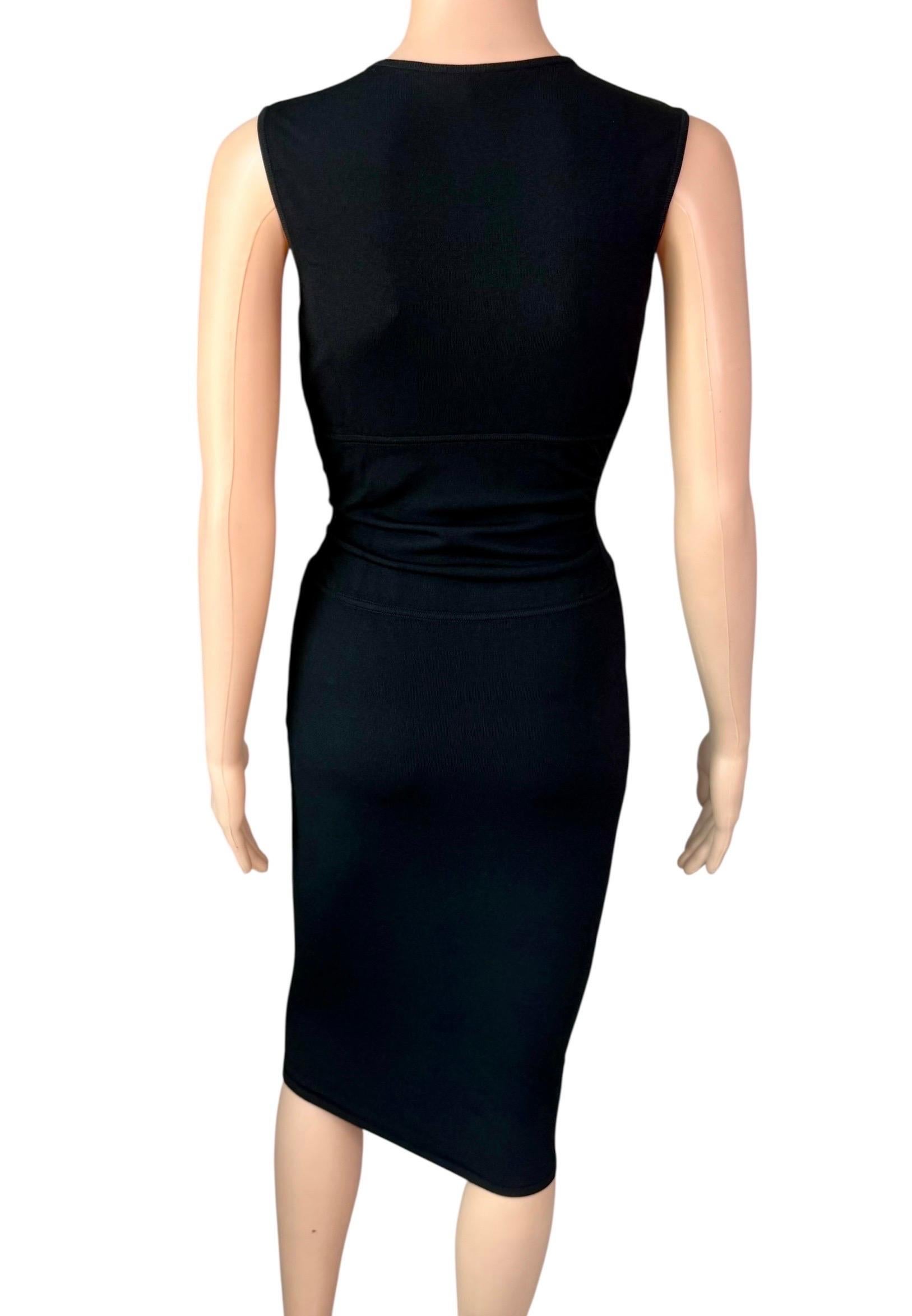 Tom Ford for Gucci S/S 2000 Bodycon Keyhole Neckline Knit Black Midi Dress In Good Condition For Sale In Naples, FL