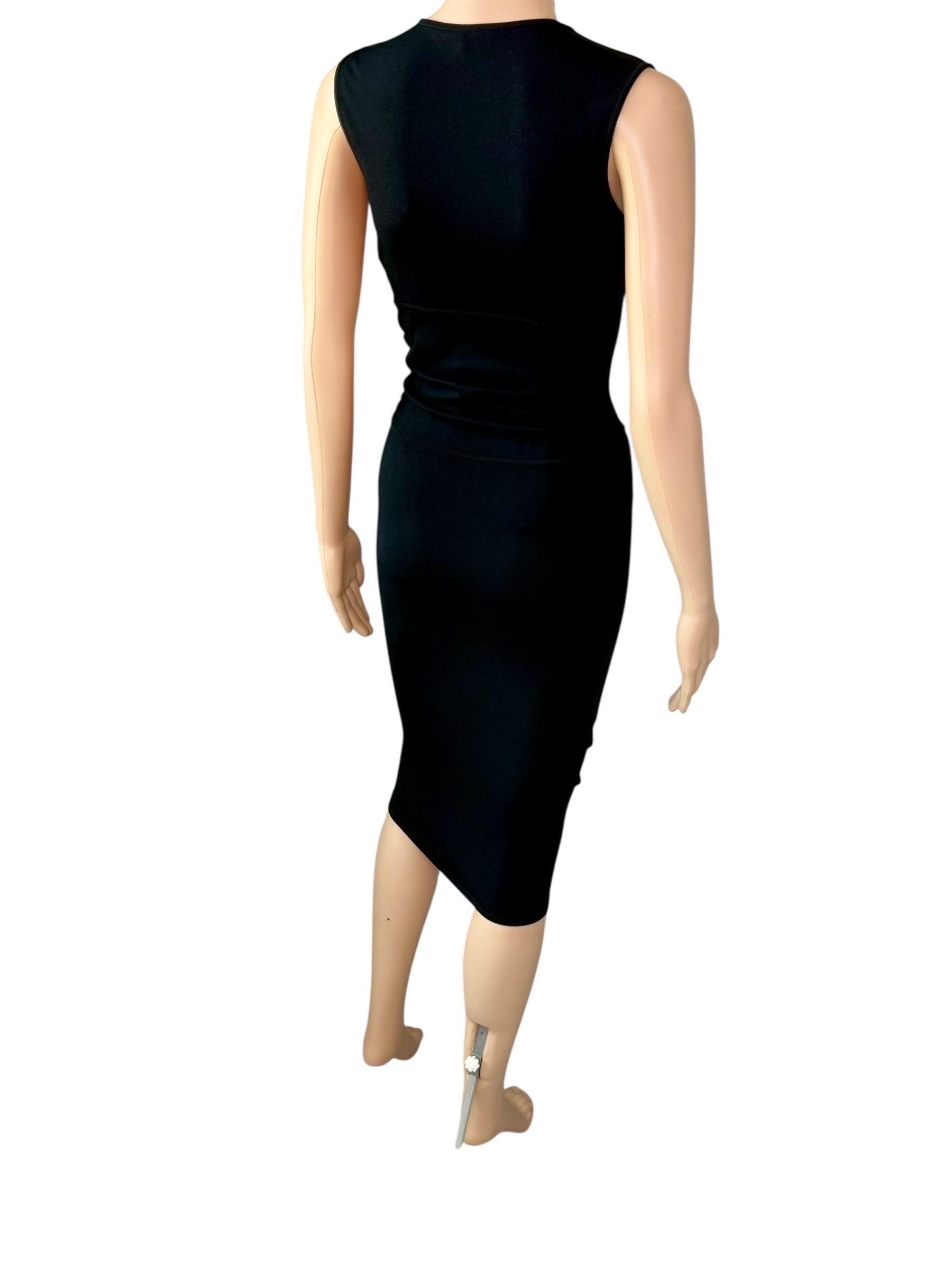 Tom Ford for Gucci S/S 2000 Bodycon Keyhole Neckline Knit Black Midi Dress For Sale 4