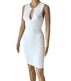 Tom Ford for Gucci S/S 2000 Bodycon Keyhole Neckline Knit White Mini Dress