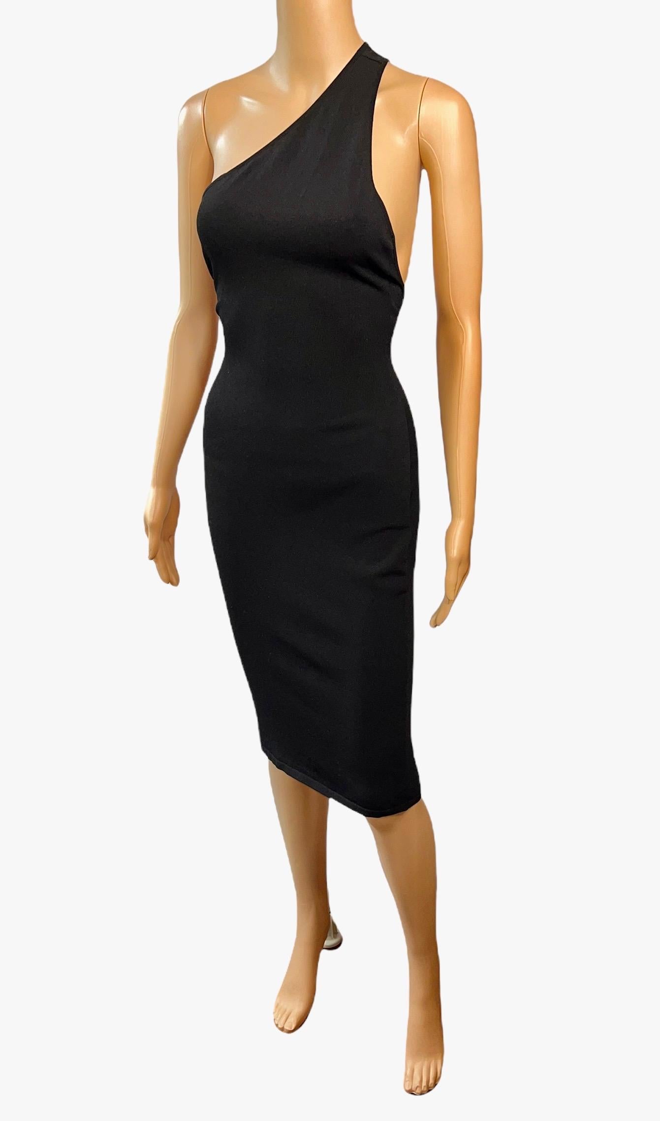 Tom Ford for Gucci S/S 2000 Cutout Bodycon Knit Black Dress Size M

