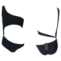 Tom Ford for Gucci S/S 2000 Cutout One Shoulder Black Bodysuit Swimsuit