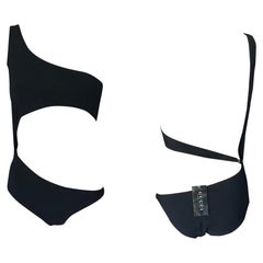 Tom Ford for Gucci S/S 2000 Ausschnitt One Shoulder Schwarzer Bodysuit Badeanzug