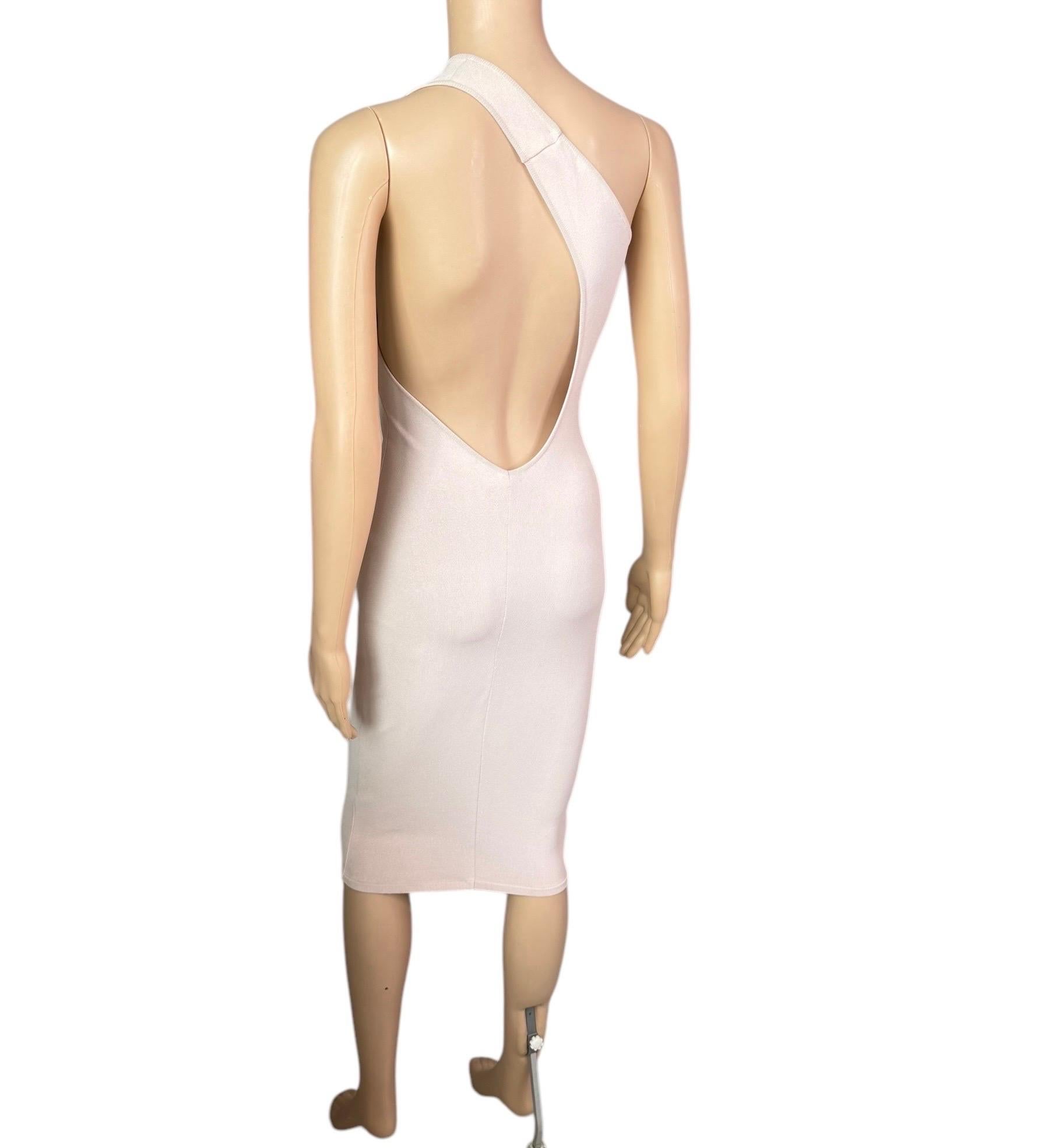 Tom Ford for Gucci S/S 2000 Cutout One Shoulder Bodycon Knit Nude/Pink Dress For Sale 6