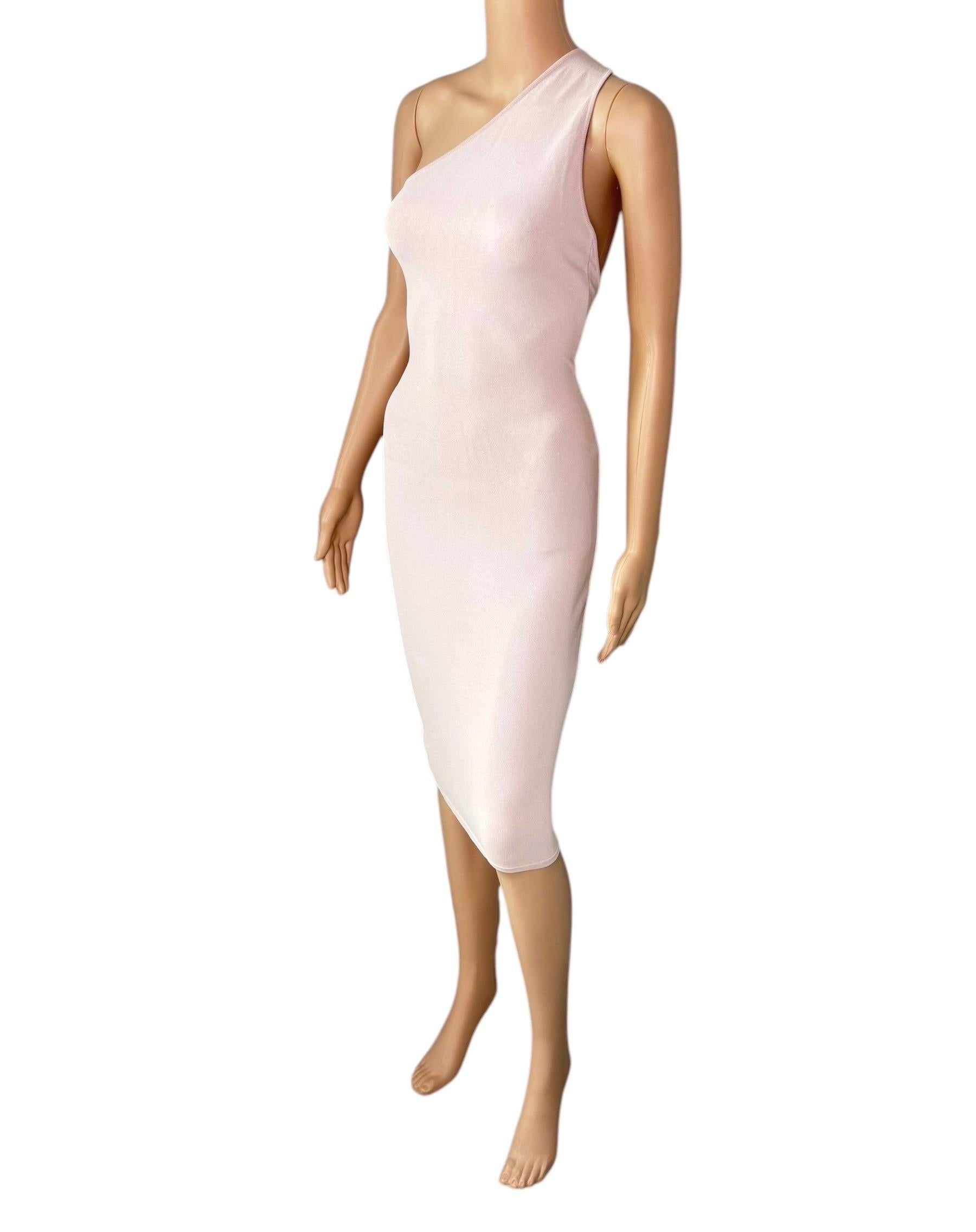 Tom Ford for Gucci S/S 2000 Cutout One Shoulder Bodycon Knit Nude/Pink Dress For Sale 7