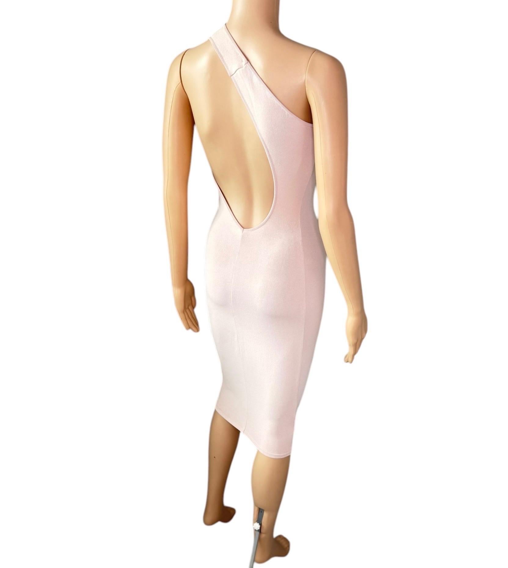 Tom Ford for Gucci S/S 2000 Cutout One Shoulder Bodycon Knit Nude/Pink Dress For Sale 8