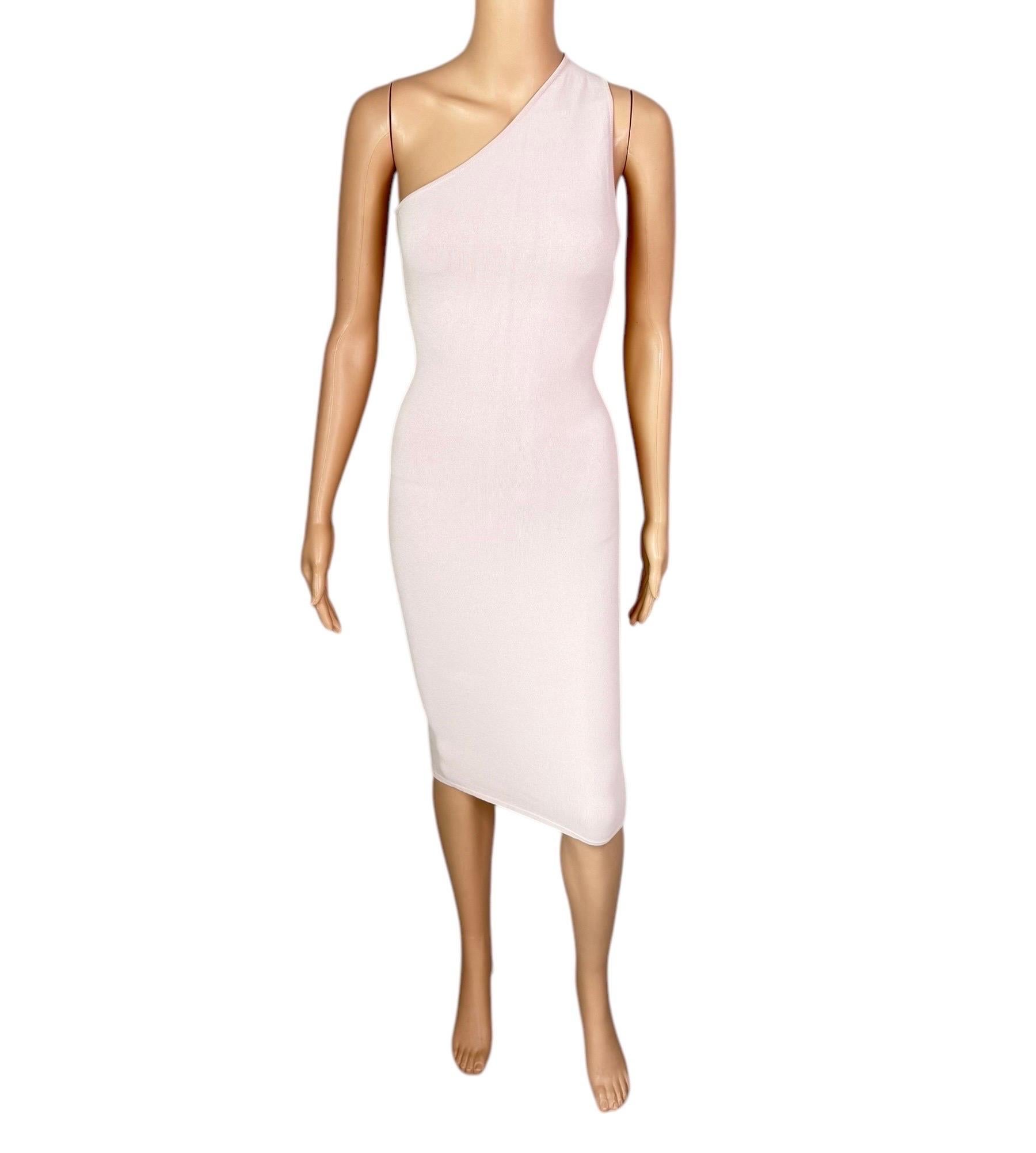 Tom Ford for Gucci S/S 2000 Cutout One Shoulder Bodycon Knit Nude/Pink Dress For Sale 9