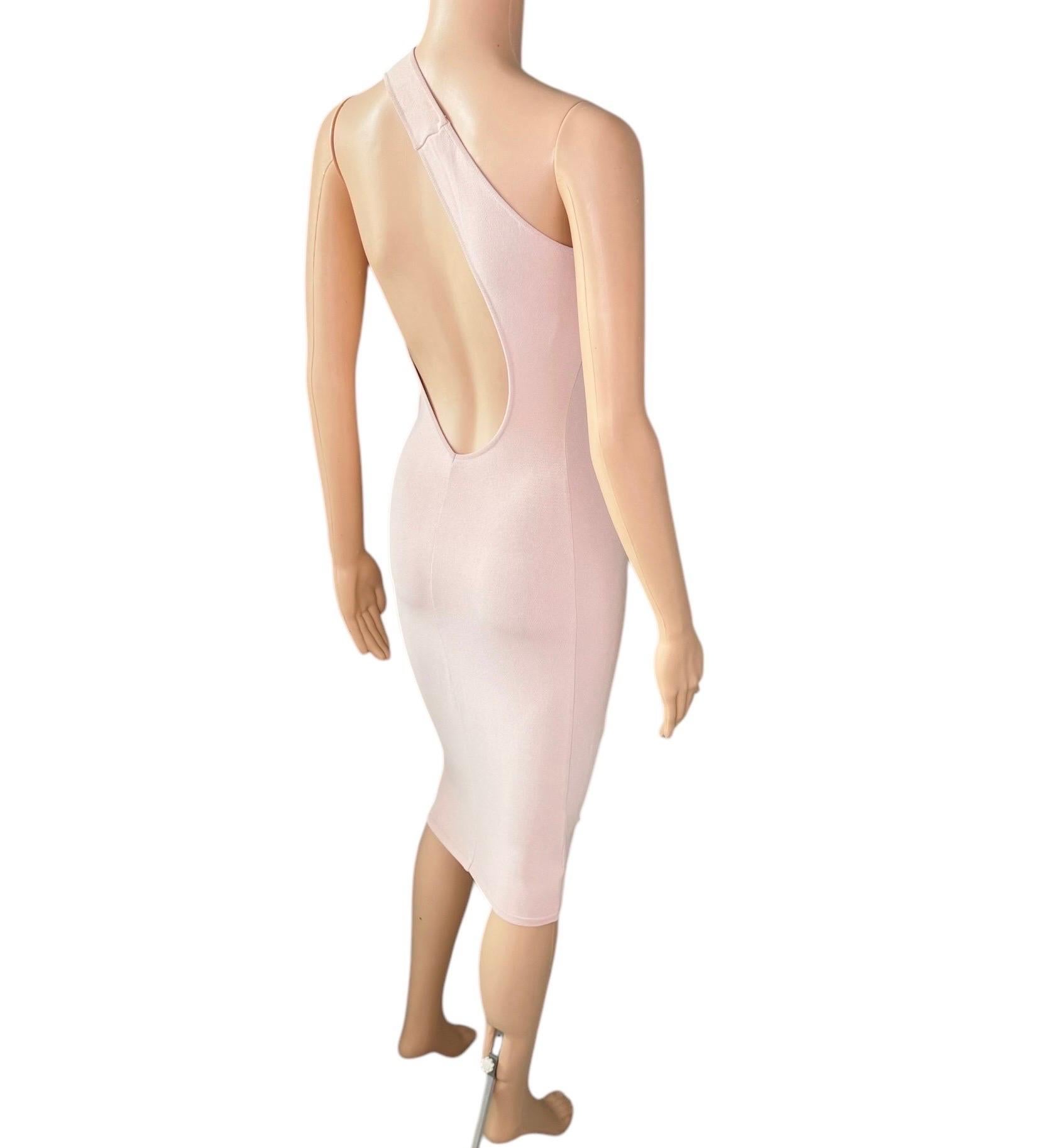 Tom Ford for Gucci S/S 2000 Cutout One Shoulder Bodycon Knit Nude/Pink Dress For Sale 10