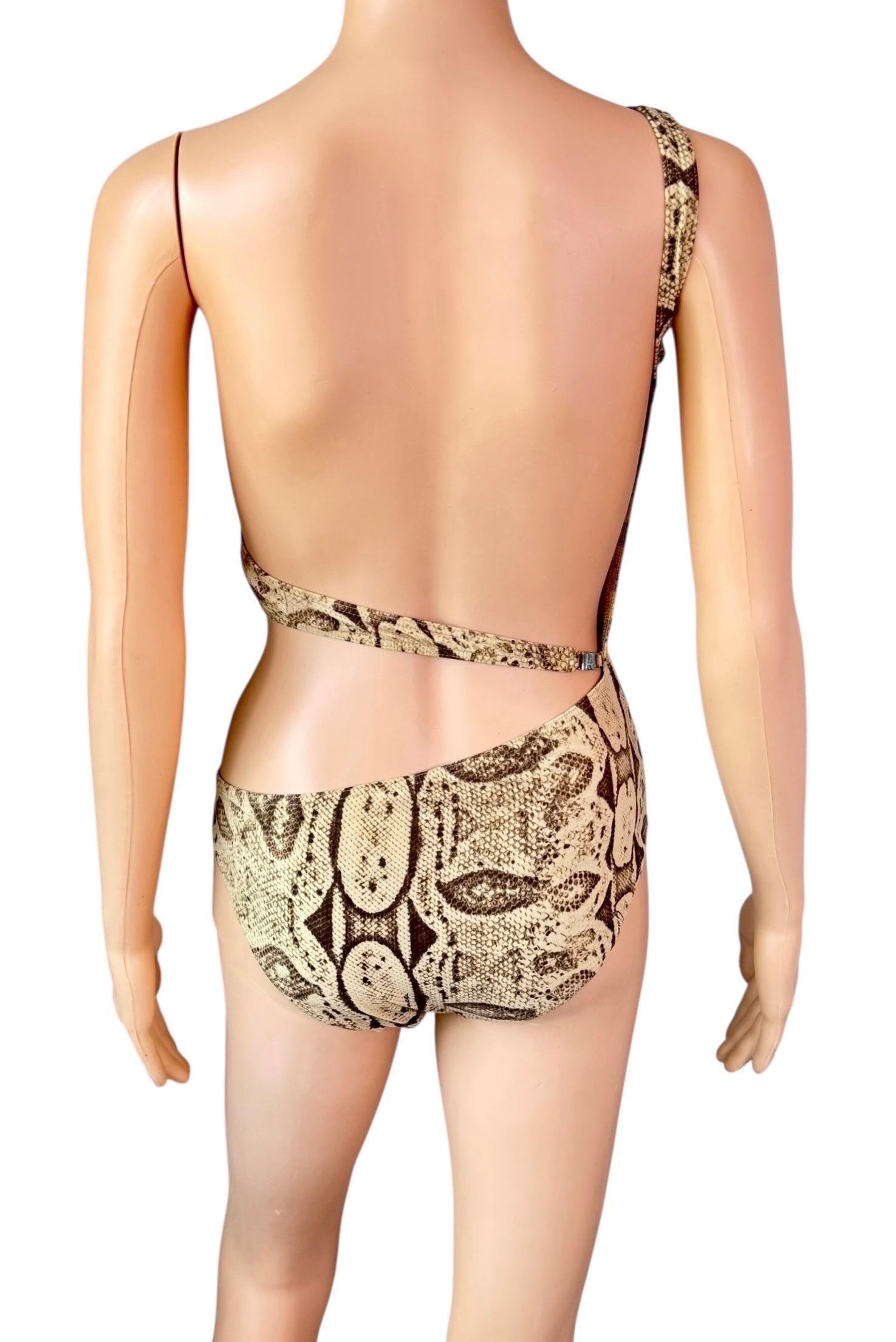 Gray Tom Ford for Gucci S/S 2000 Runway Cutout One Piece Bodysuit Swimsuit Swimwear For Sale