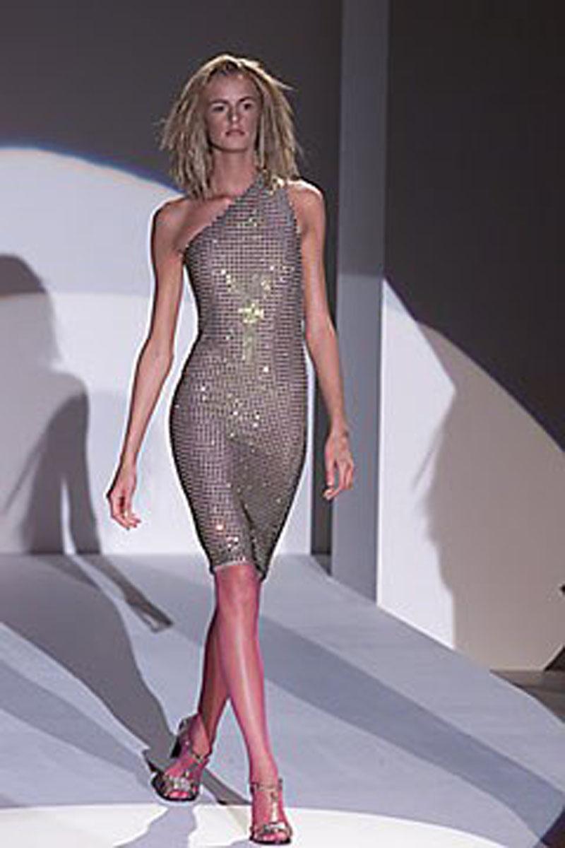 Tom Ford for Gucci S/S 2000 Runway Fully Crystal Embellished Open Back Dress 42 In Excellent Condition In Montgomery, TX