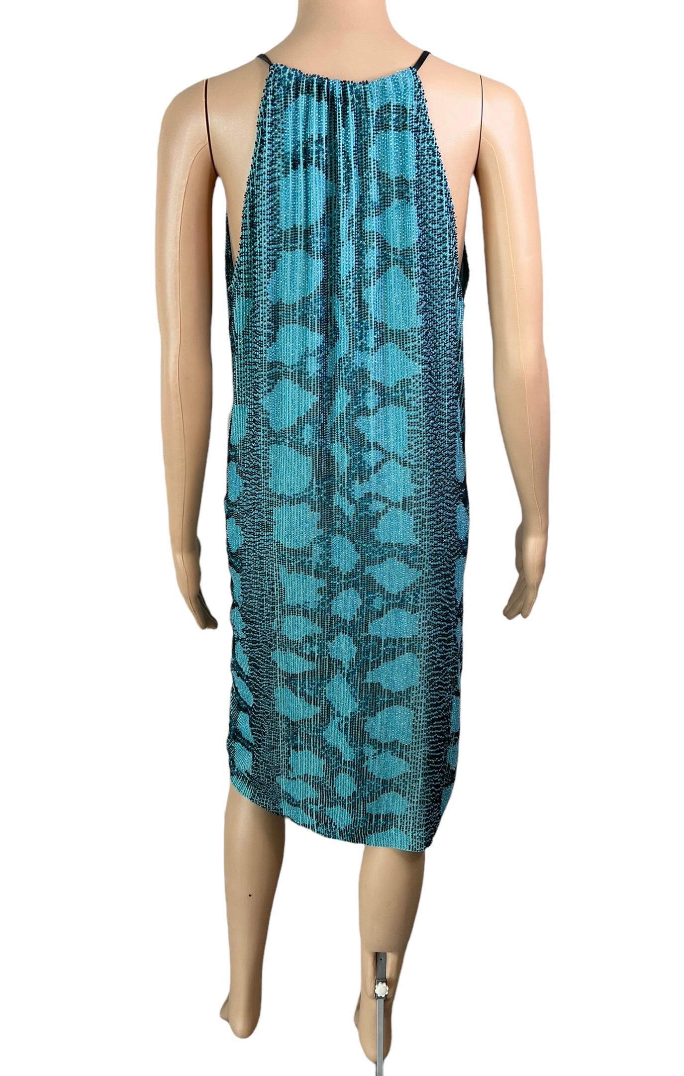 Tom Ford for Gucci S/S 2000 Runway Embellished Plunging Python Print Midi Dress In Excellent Condition In Naples, FL