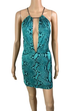 Tom Ford for Gucci S/S 2000 Runway Plunging Python Print Knit Mini Dress
