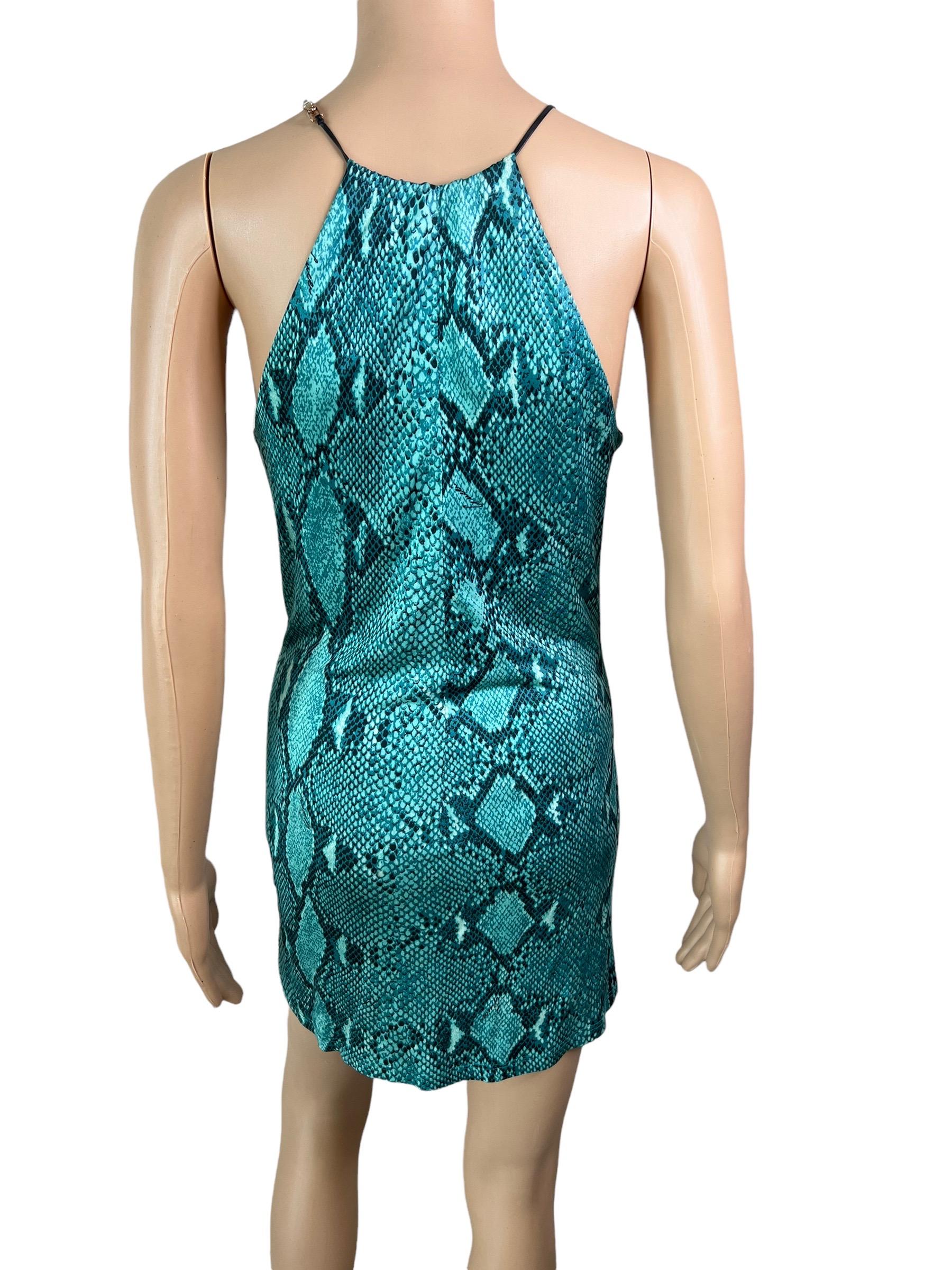 Women's or Men's Tom Ford for Gucci S/S 2000 Runway Plunging Python Print Knit Mini Dress