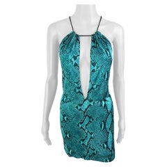 Tom Ford for Gucci S/S 2000 Runway Plunging Python Print Knit Mini Dress