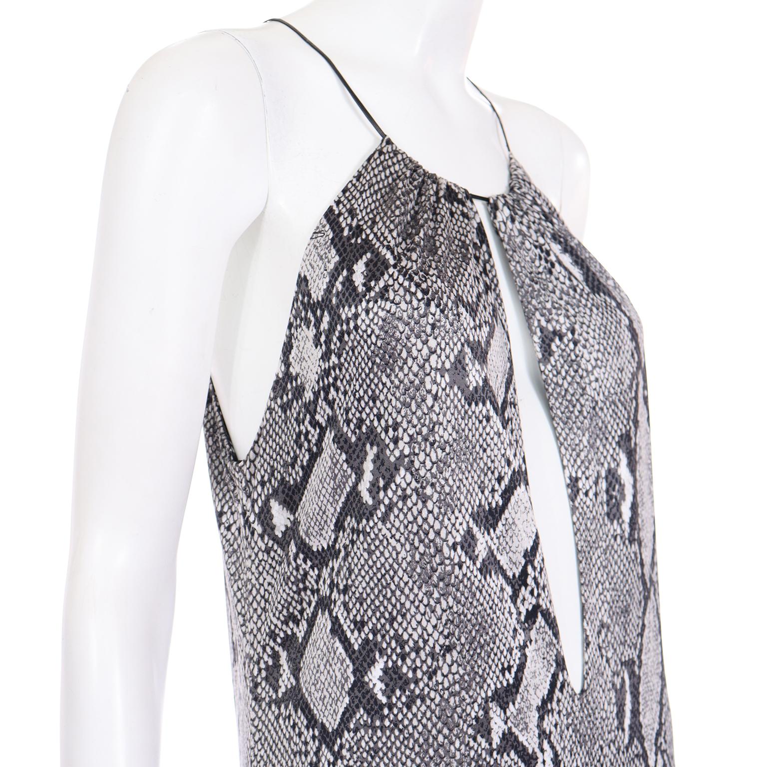Tom Ford For Gucci S/S 2000 Runway Python Print Rayon Dress w Plunging V For Sale 2