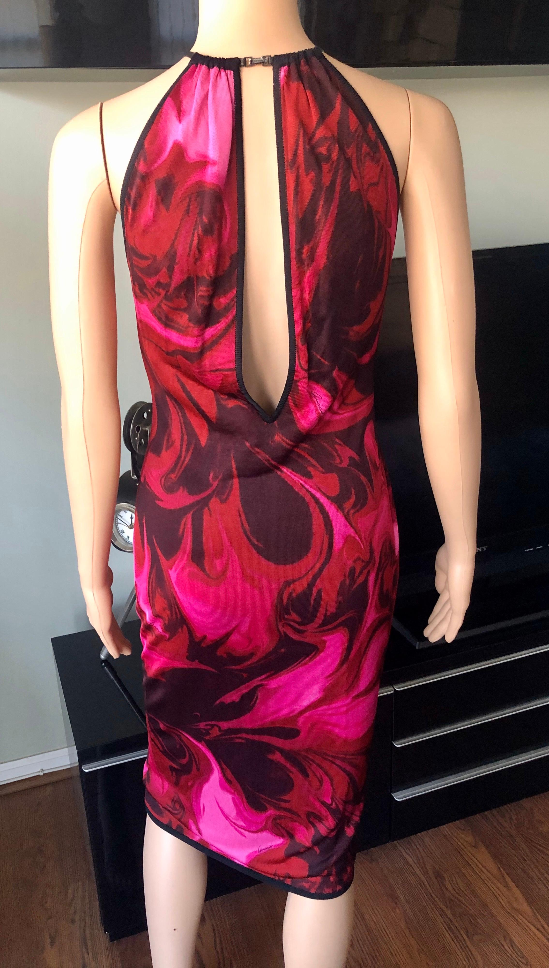 Tom Ford for Gucci S/S 2001 Bodycon Knit Printed Midi Dress In Good Condition For Sale In Naples, FL