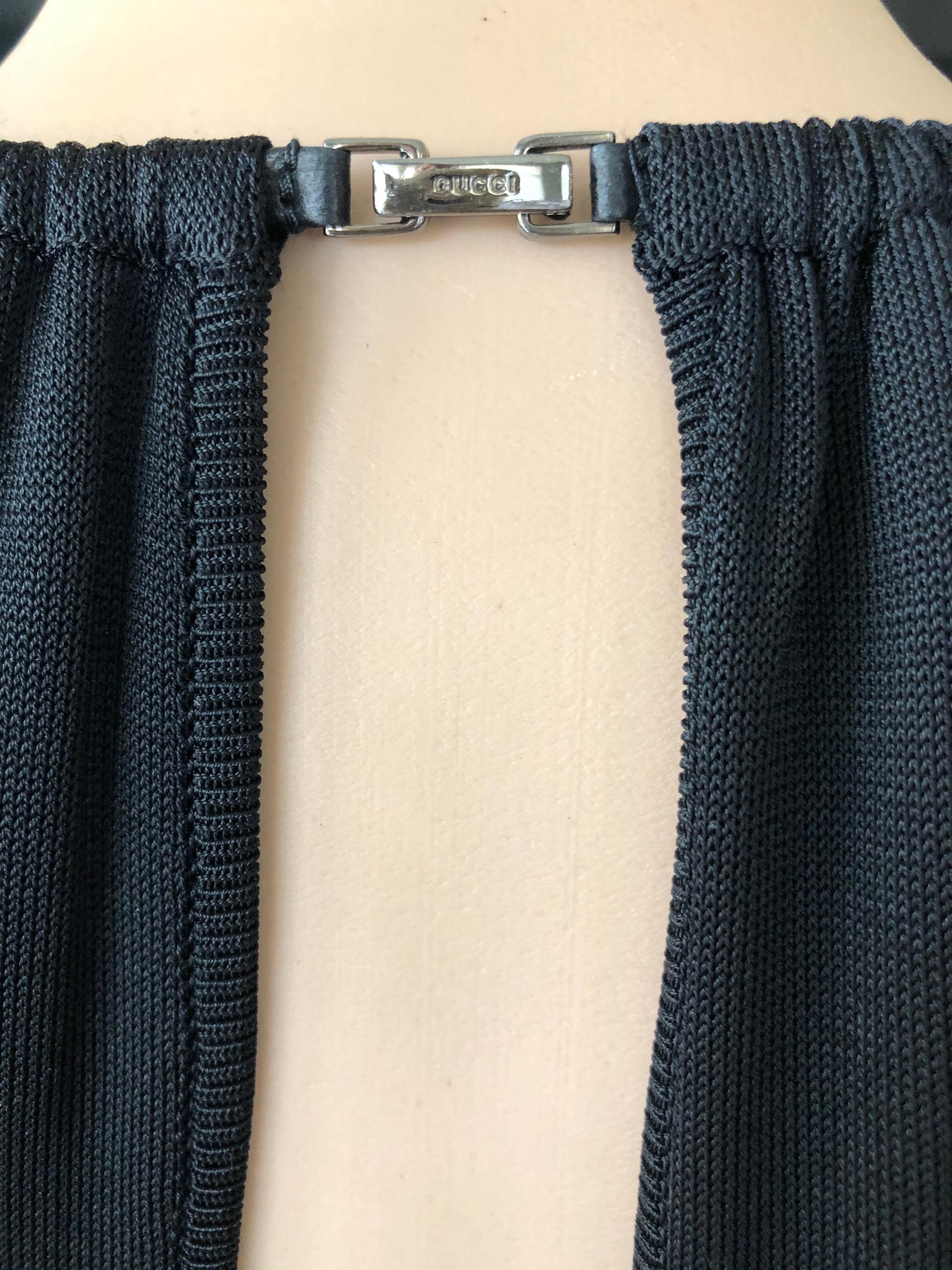 Tom Ford for Gucci S/S 2001 Halter Bodycon Knit Black Midi Dress In Good Condition For Sale In Naples, FL