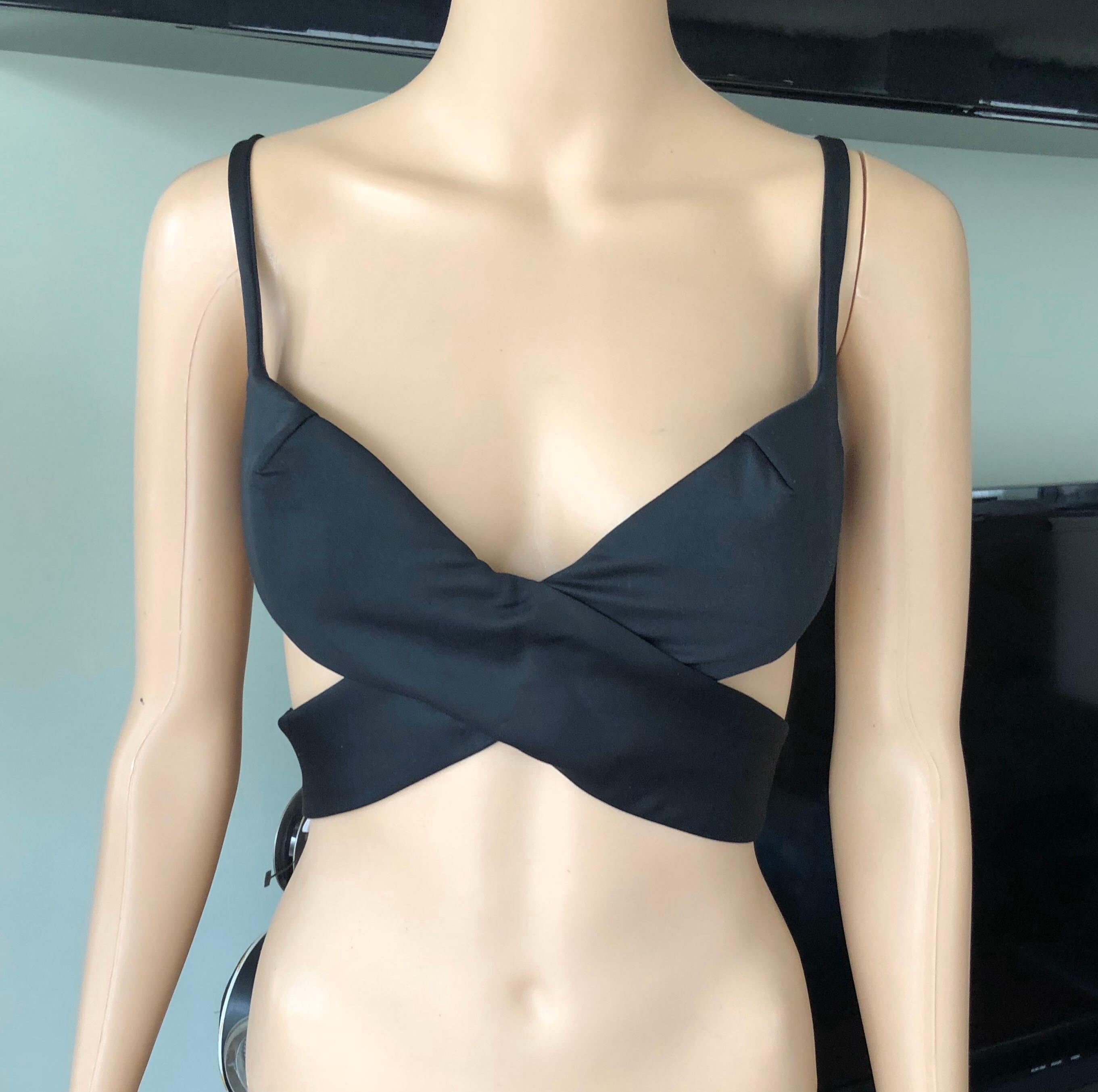 Tom Ford for Gucci S/S 2001 Runway Cutout Black Bustier Crop Top In Excellent Condition In Naples, FL
