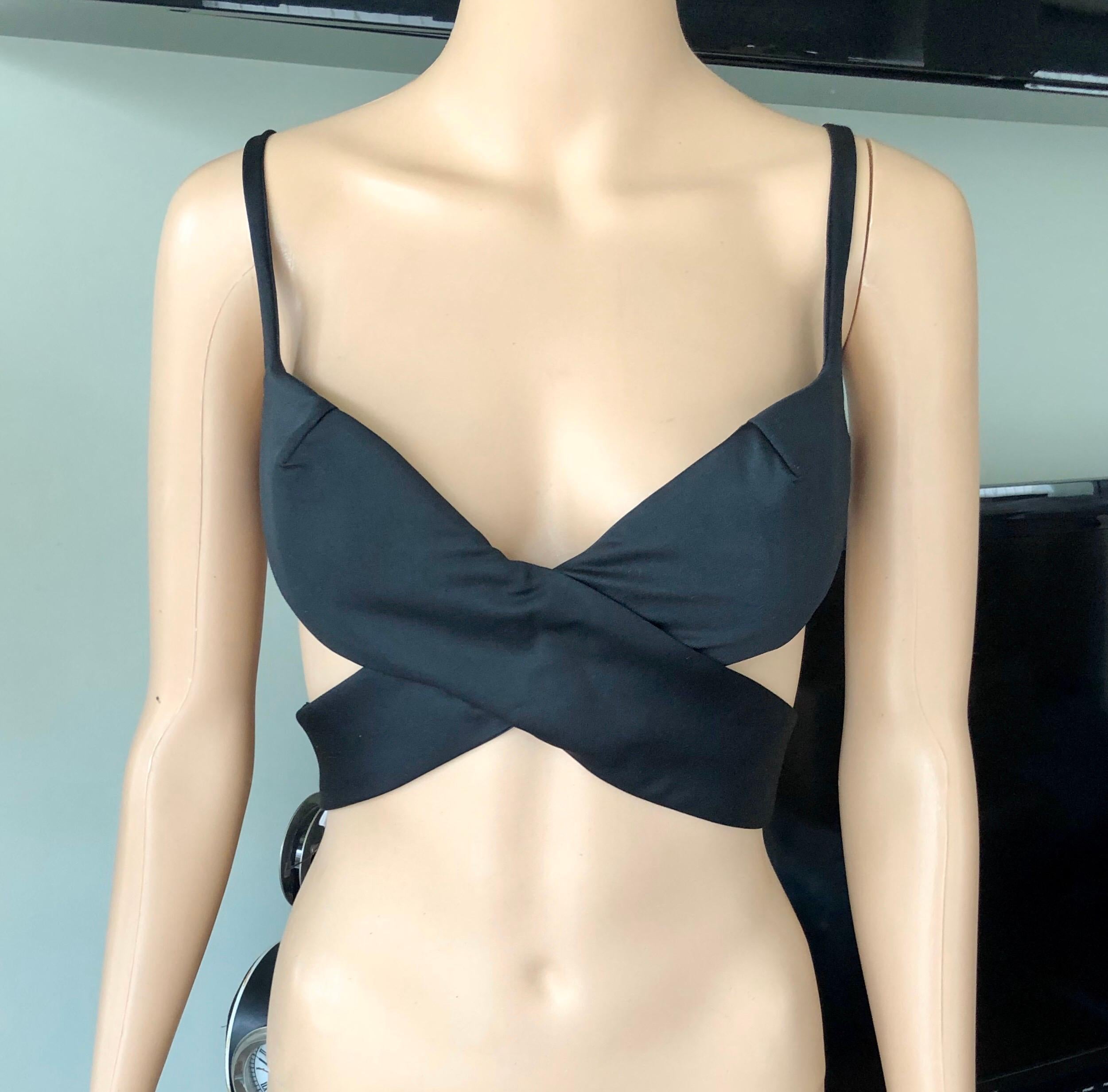 Women's Tom Ford for Gucci S/S 2001 Runway Cutout Black Bustier Crop Top