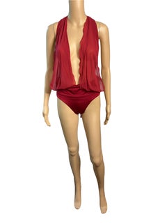 Tom Ford for Gucci S/S 2001 Runway Sheer One Piece Bodysuit Swimsuit Swimwear