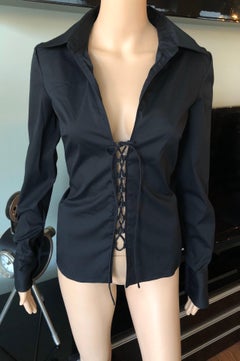Tom Ford for Gucci S/S 2002 Lace-up Black Top Shirt